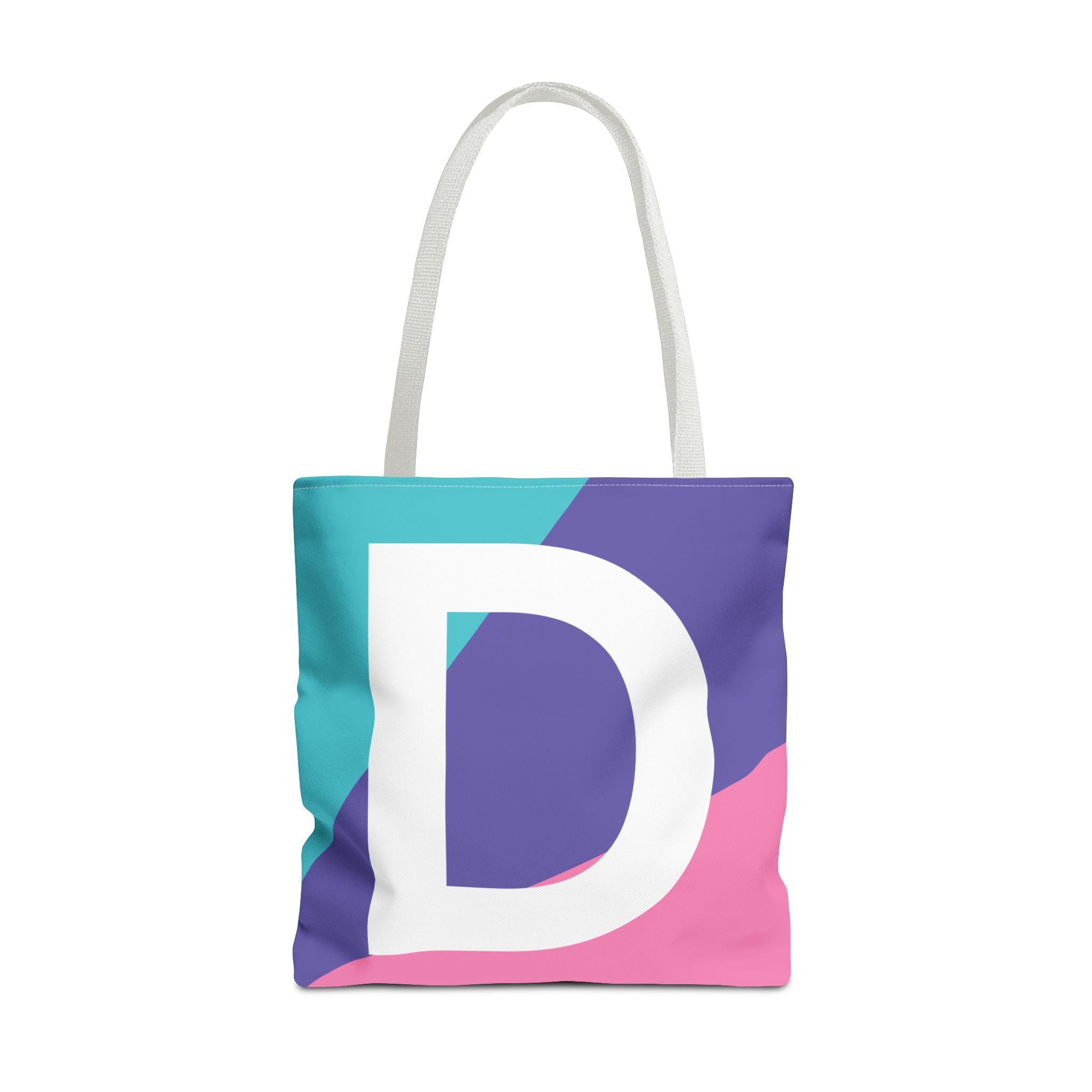 Monogram 'D' Colorblock Tote Bag — Personalized Initial D Shoulder Tote