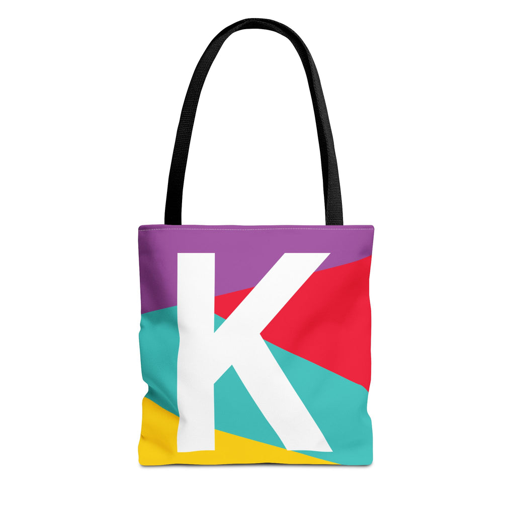 Monogram 'K' Colorblock Tote Bag — Personalized Initial K Shoulder Tote