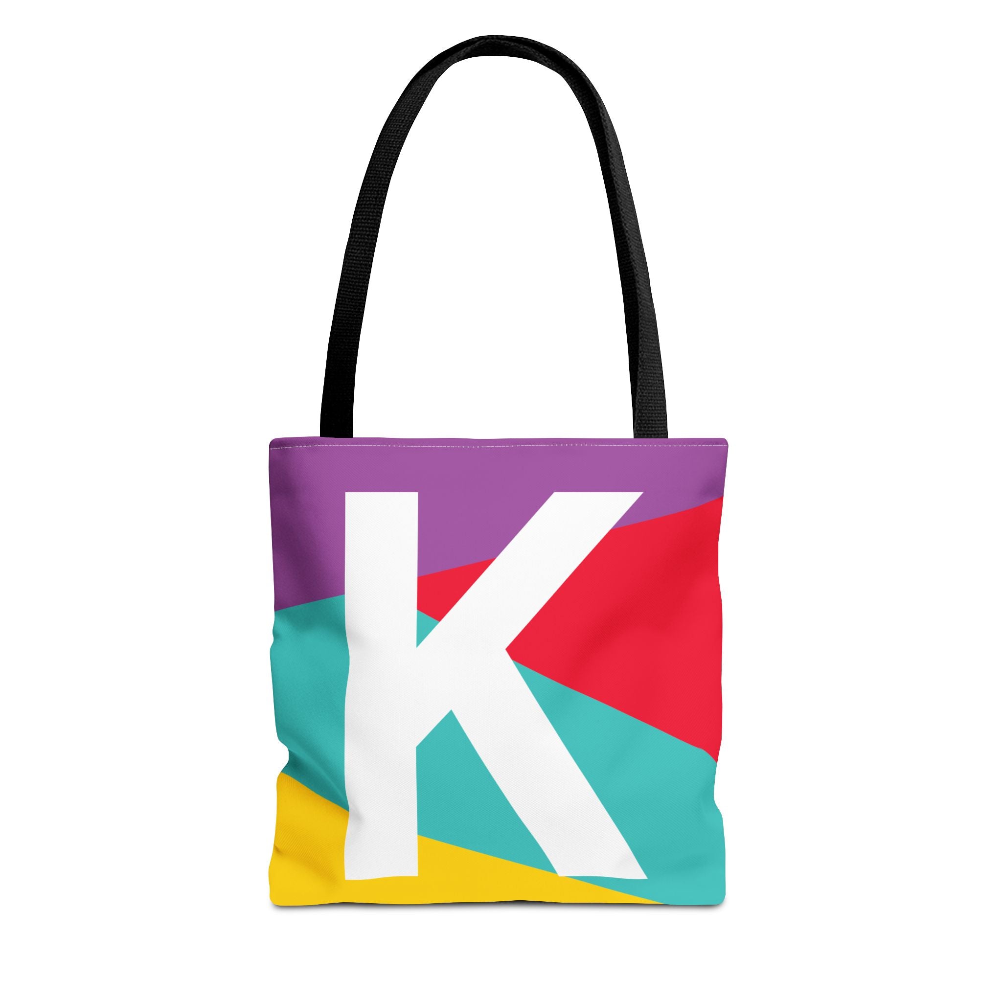 Monogram 'K' Colorblock Tote Bag — Personalized Initial K Shoulder Tote