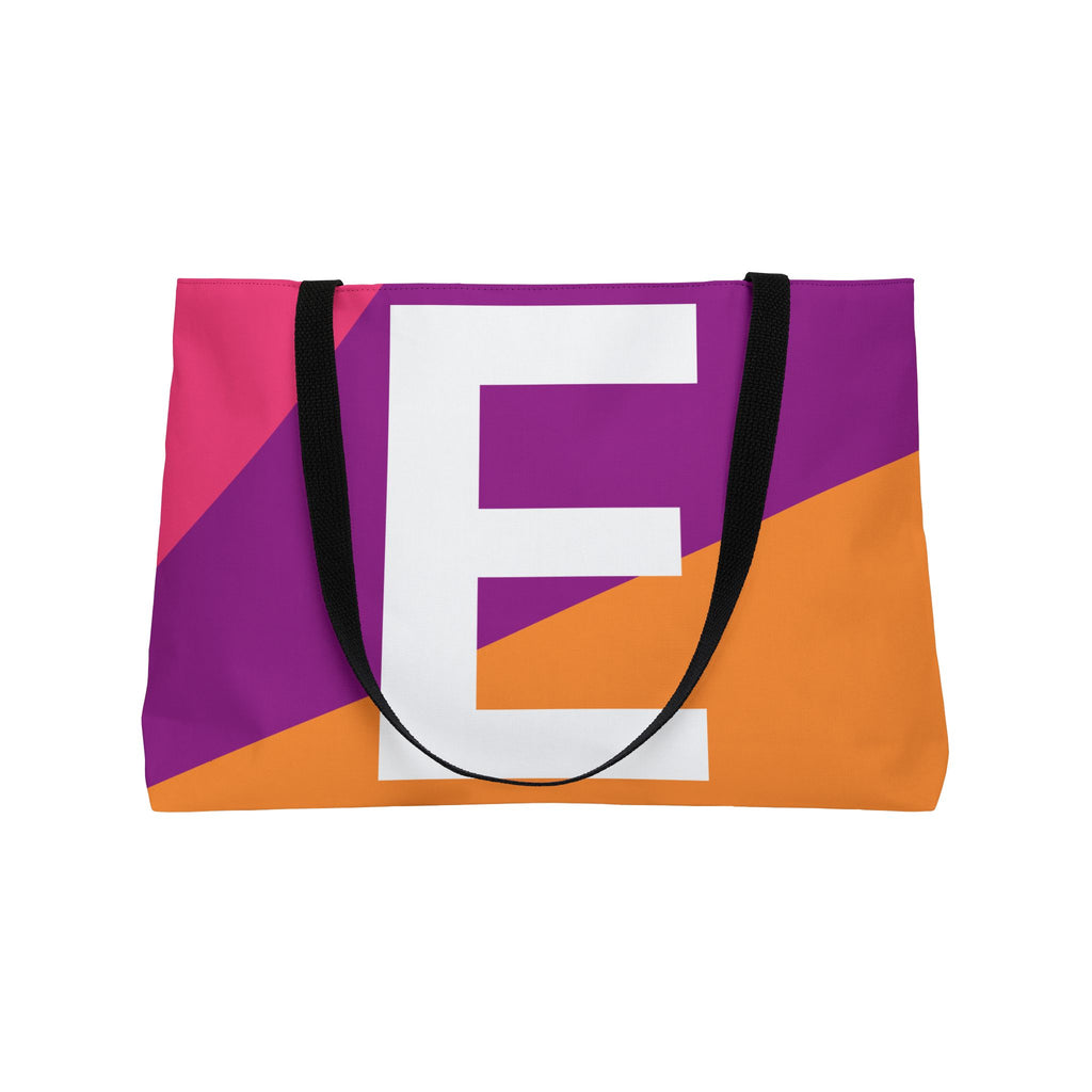 Personalized 'E' Colorblock Tote Bag — Monogram Weekender Tote