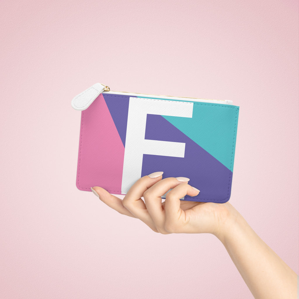 Initial E Mini Clutch — Colorblock Monogram Wristlet Wallet