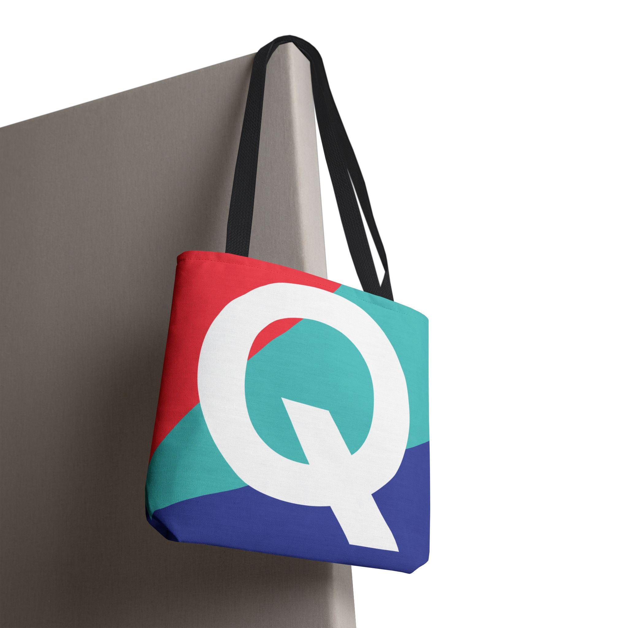 Monogram 'Q' Colorblock Tote Bag — Personalized Initial Q Shoulder Tote