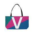 Personalized 'V' Colorblock Tote Bag — Monogram Weekender Tote