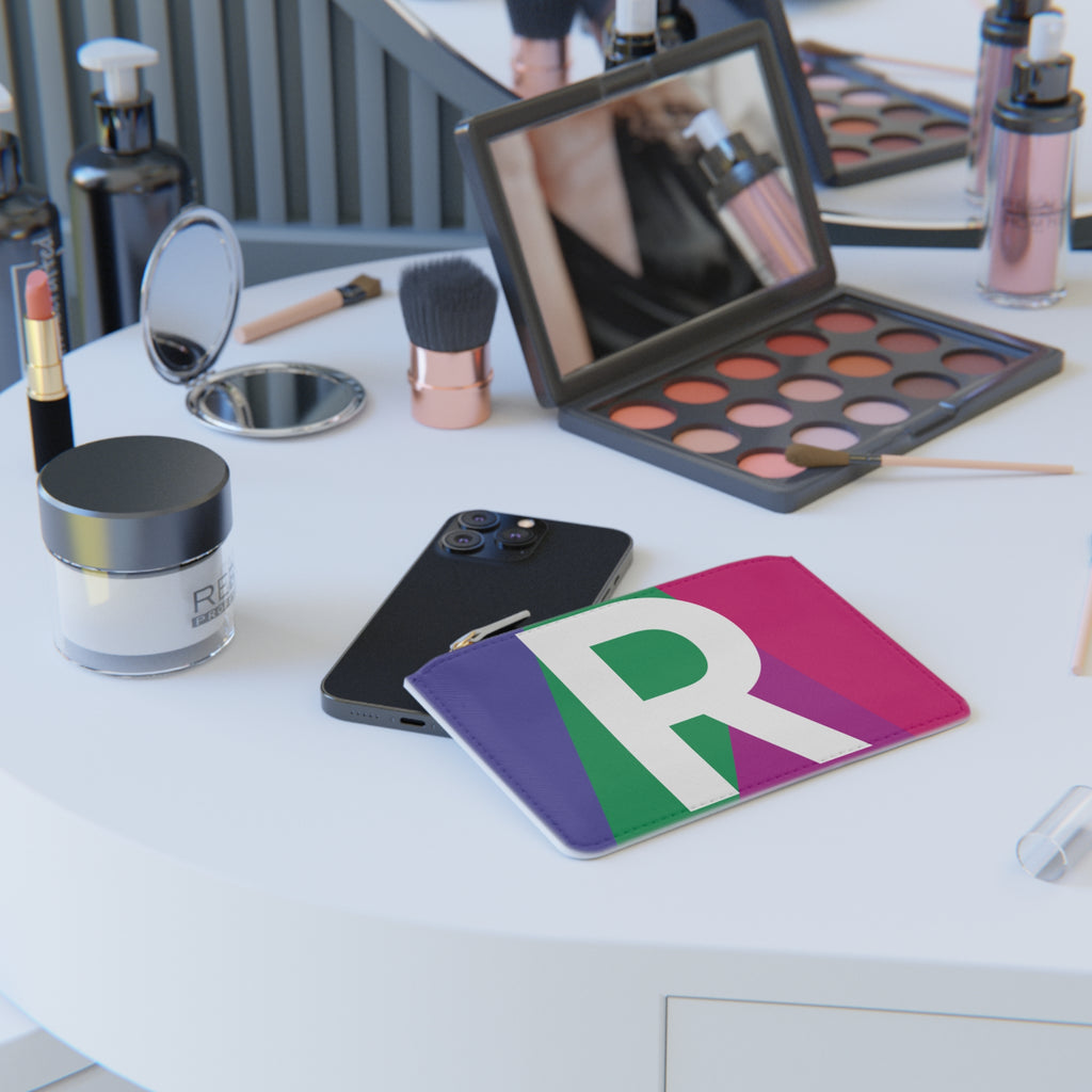 Initial R Mini Clutch — Colorblock Monogram Wristlet Wallet