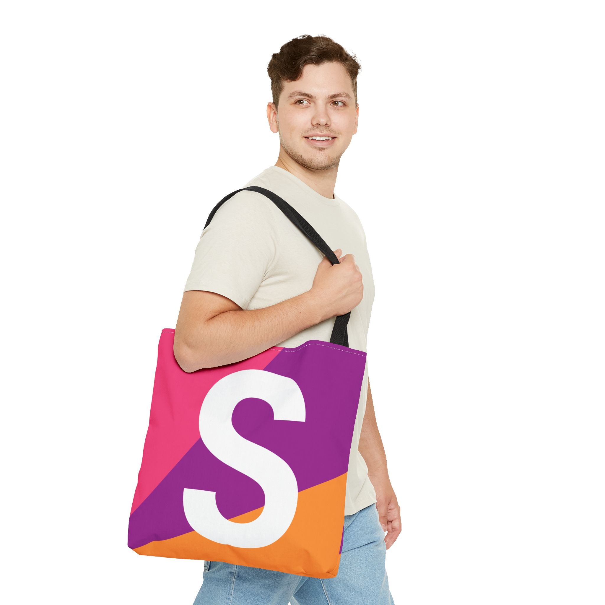 Monogram 'S' Colorblock Tote Bag — Personalized Initial S Shoulder Tote