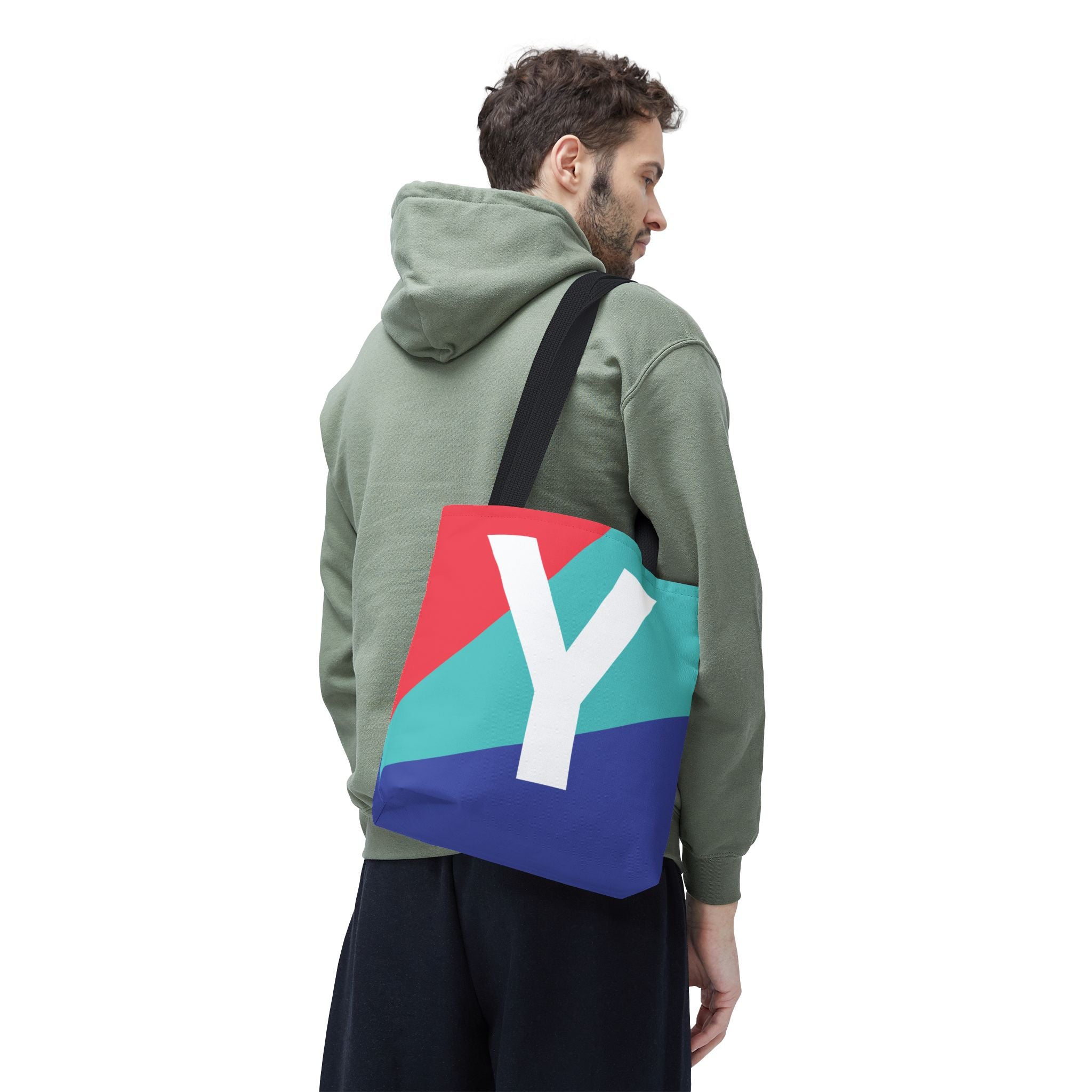 Monogram 'Y' Colorblock Tote Bag — Personalized Initial Y Shoulder Tote