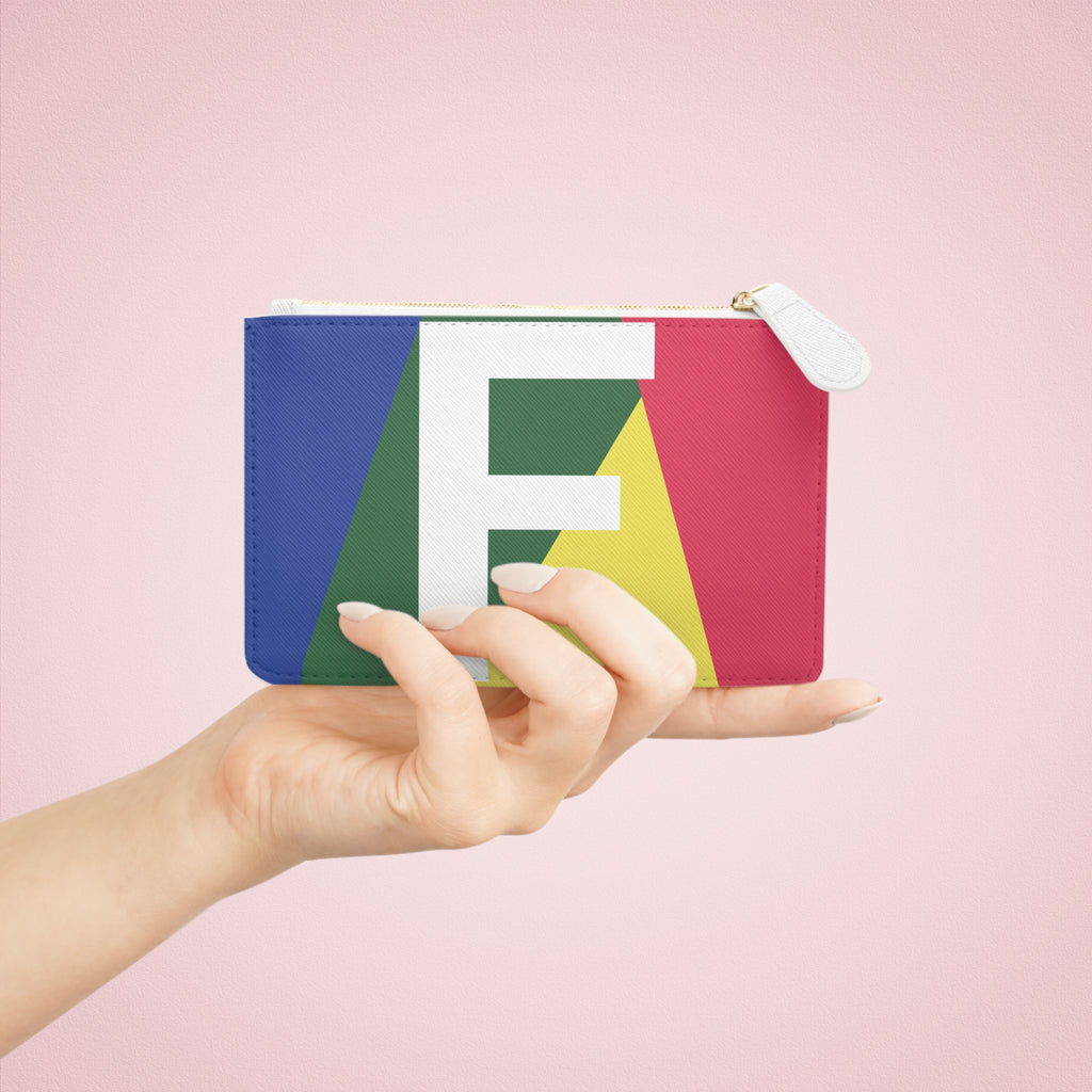 Initial F Mini Clutch — Colorblock Monogram Wristlet Wallet