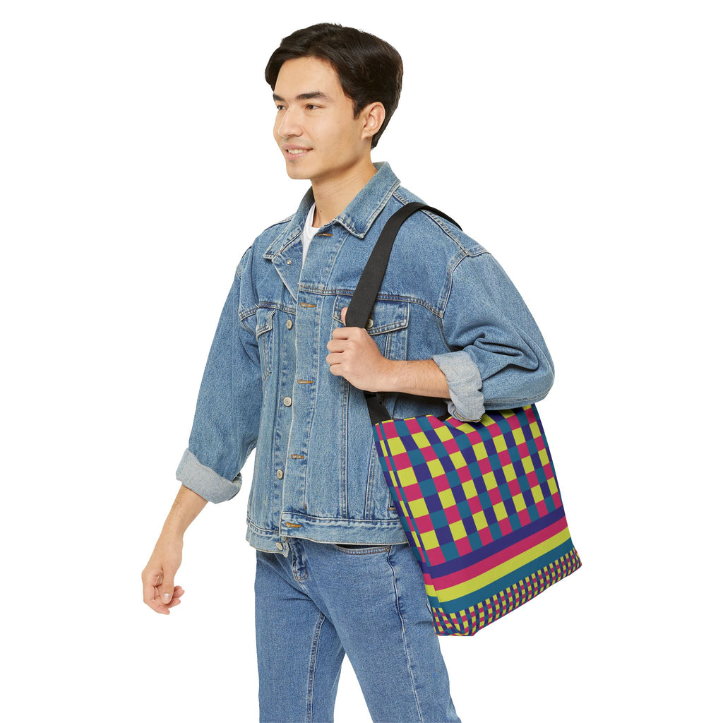 Colorblock Geometric Tote Bag