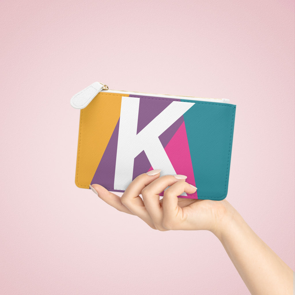 Initial K Mini Clutch — Colorblock Monogram Wristlet Wallet