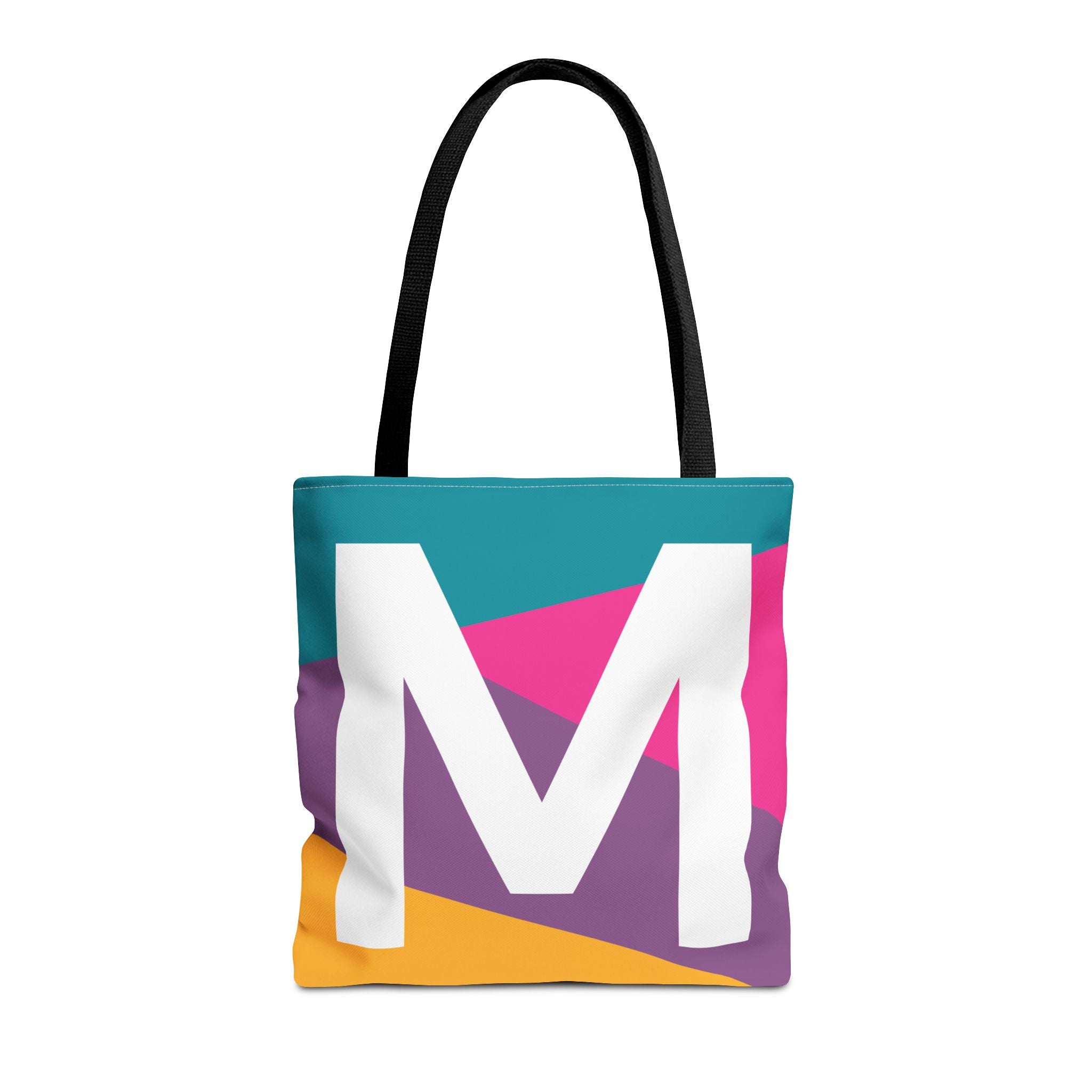 Monogram 'M' Colorblock Tote Bag — Personalized Initial M Shoulder Tote