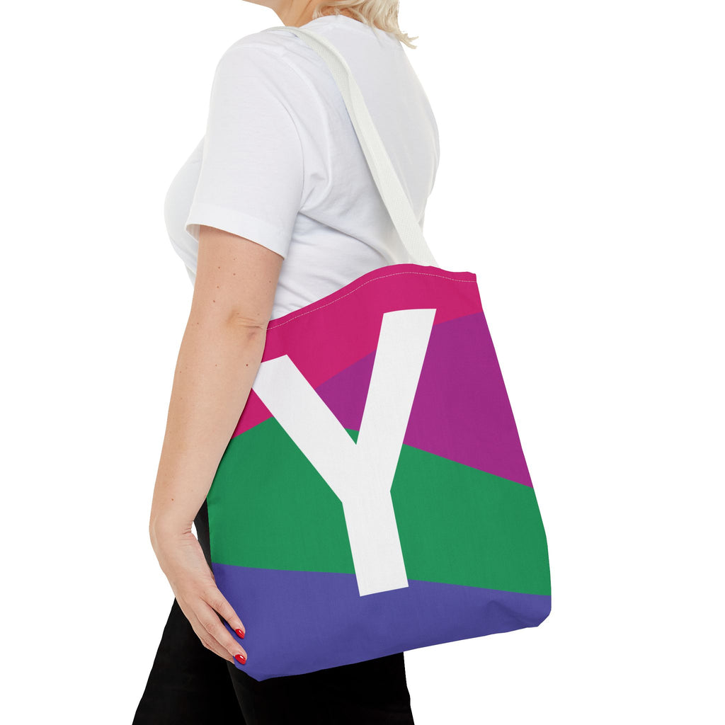 Monogram 'Y' Colorblock Tote Bag — Personalized Initial Y Shoulder Tote