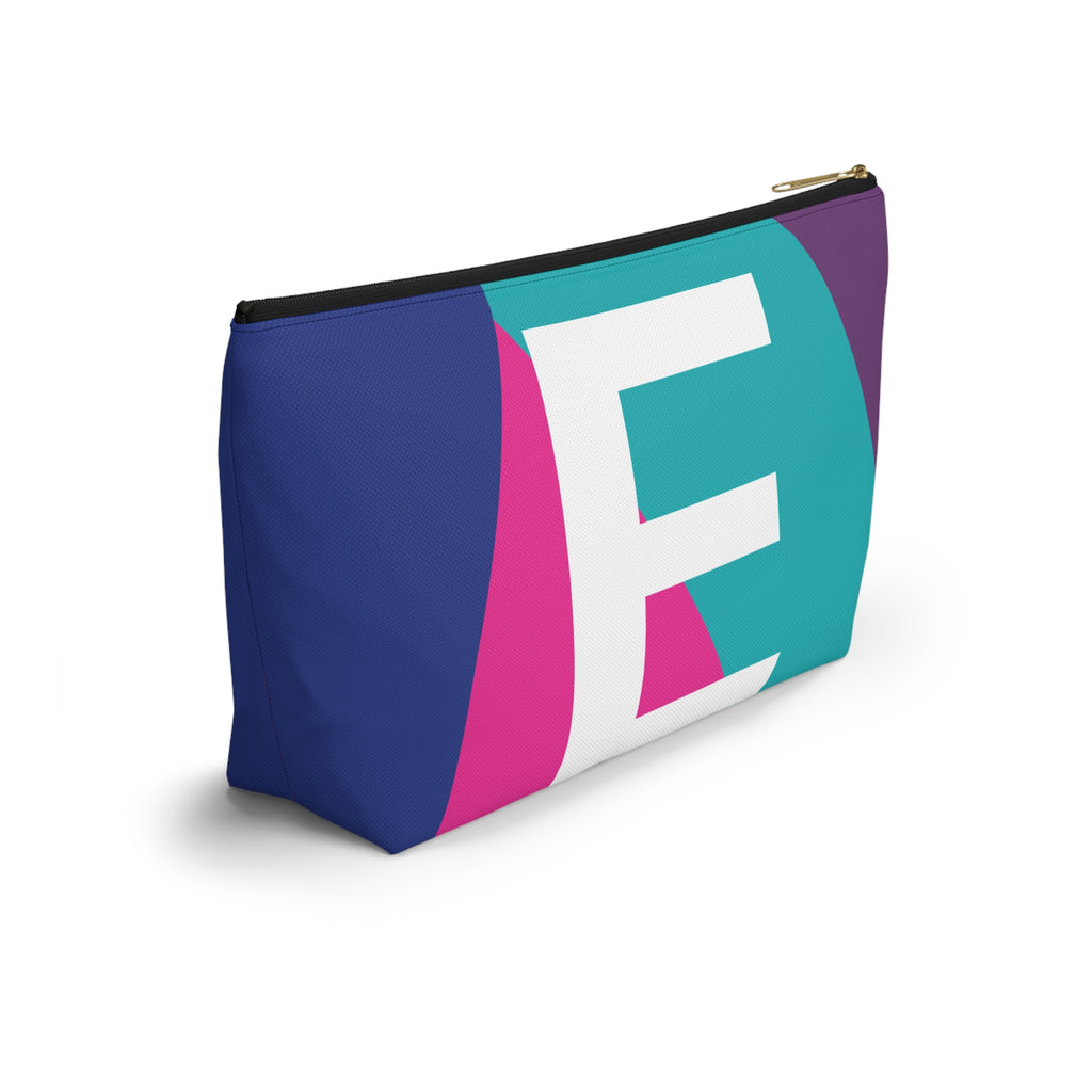 Initials Colorblock Accessory Pouch — Monogram E T-Bottom Cosmetic Bag