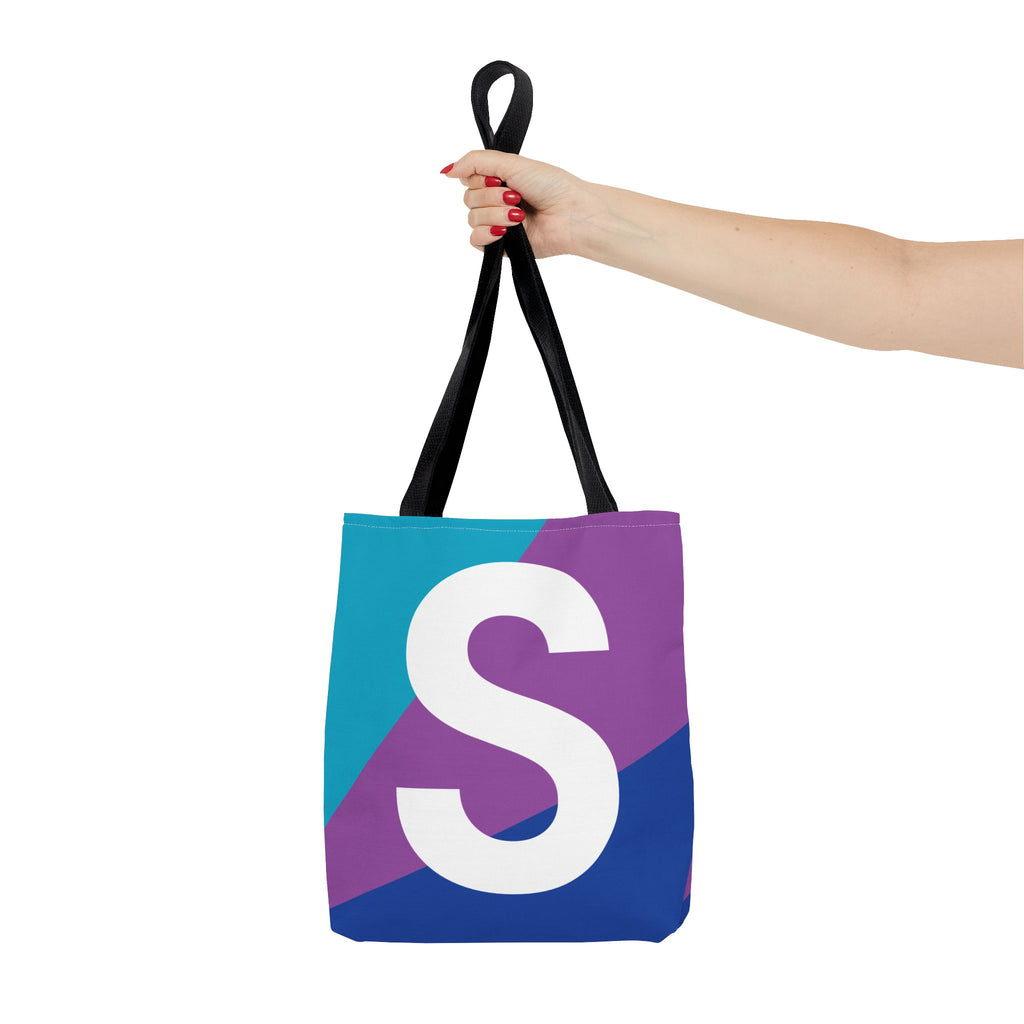 Monogram 'S' Colorblock Tote Bag — Personalized Initial S Shoulder Tote