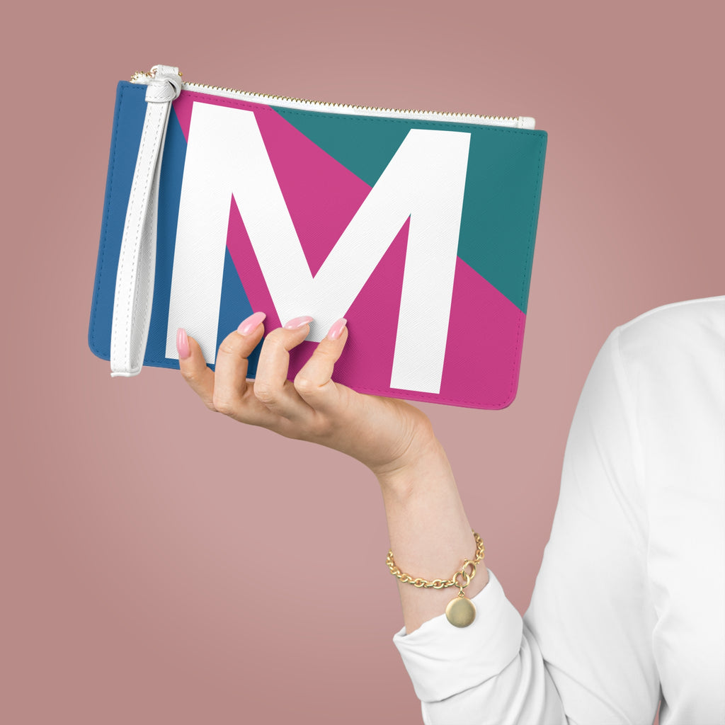 Monogram 'M' Colorblock Clutch Bag — Bold Geometric Wristlet for Everyday & Gifts