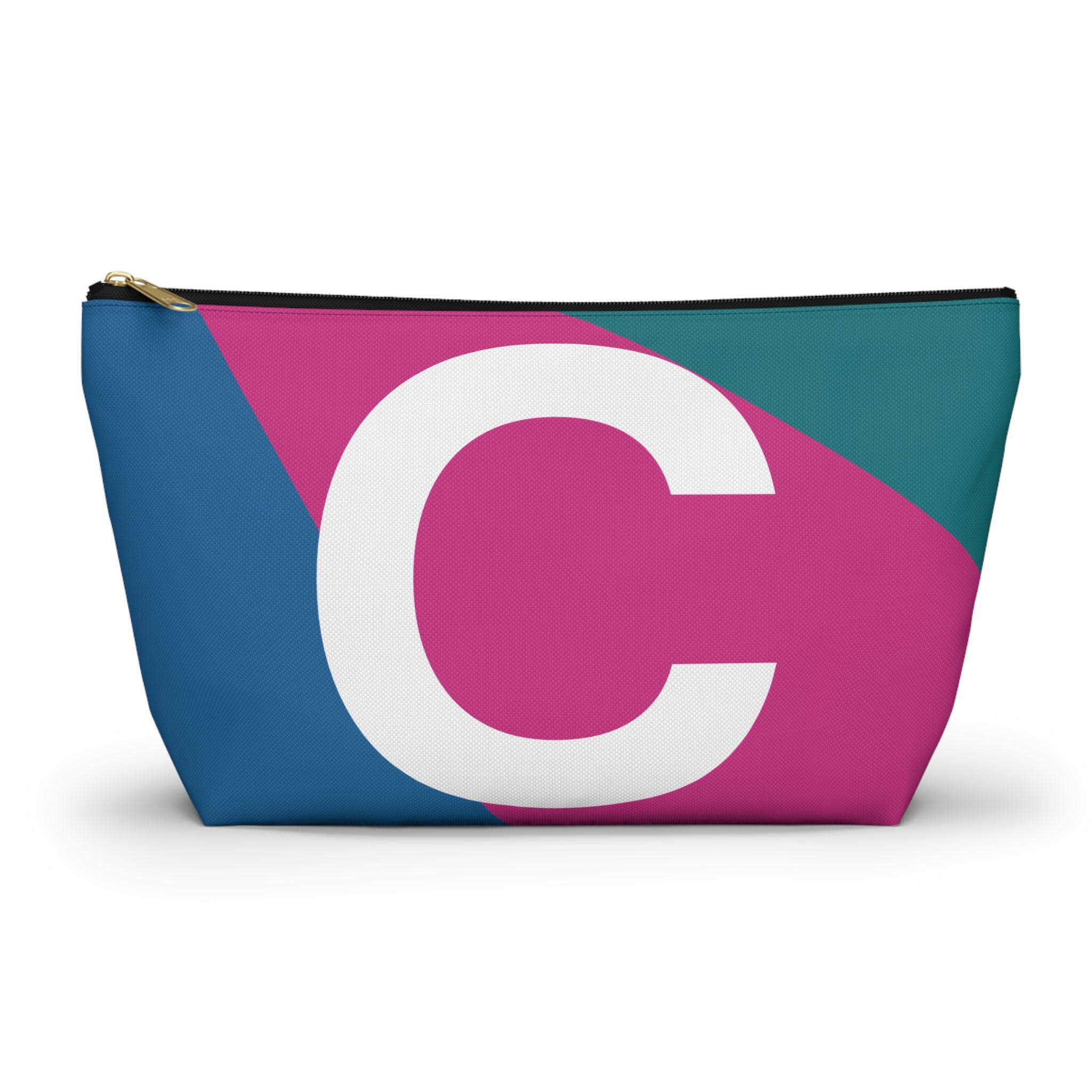 Initials Colorblock Accessory Pouch — Monogram C T-Bottom Cosmetic Bag