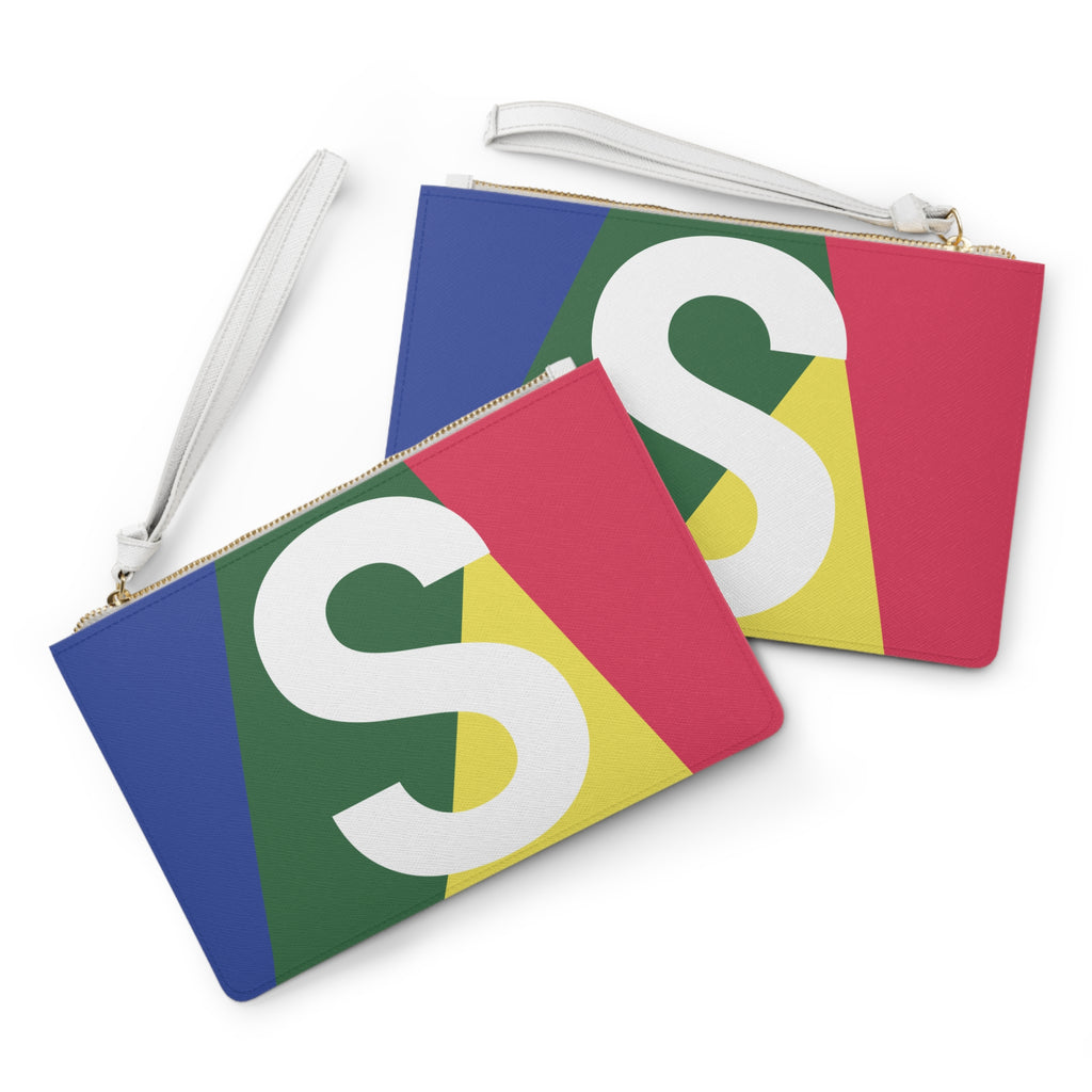 Monogram 'S' Colorblock Clutch Bag — Bold Geometric Wristlet for Everyday & Gifts