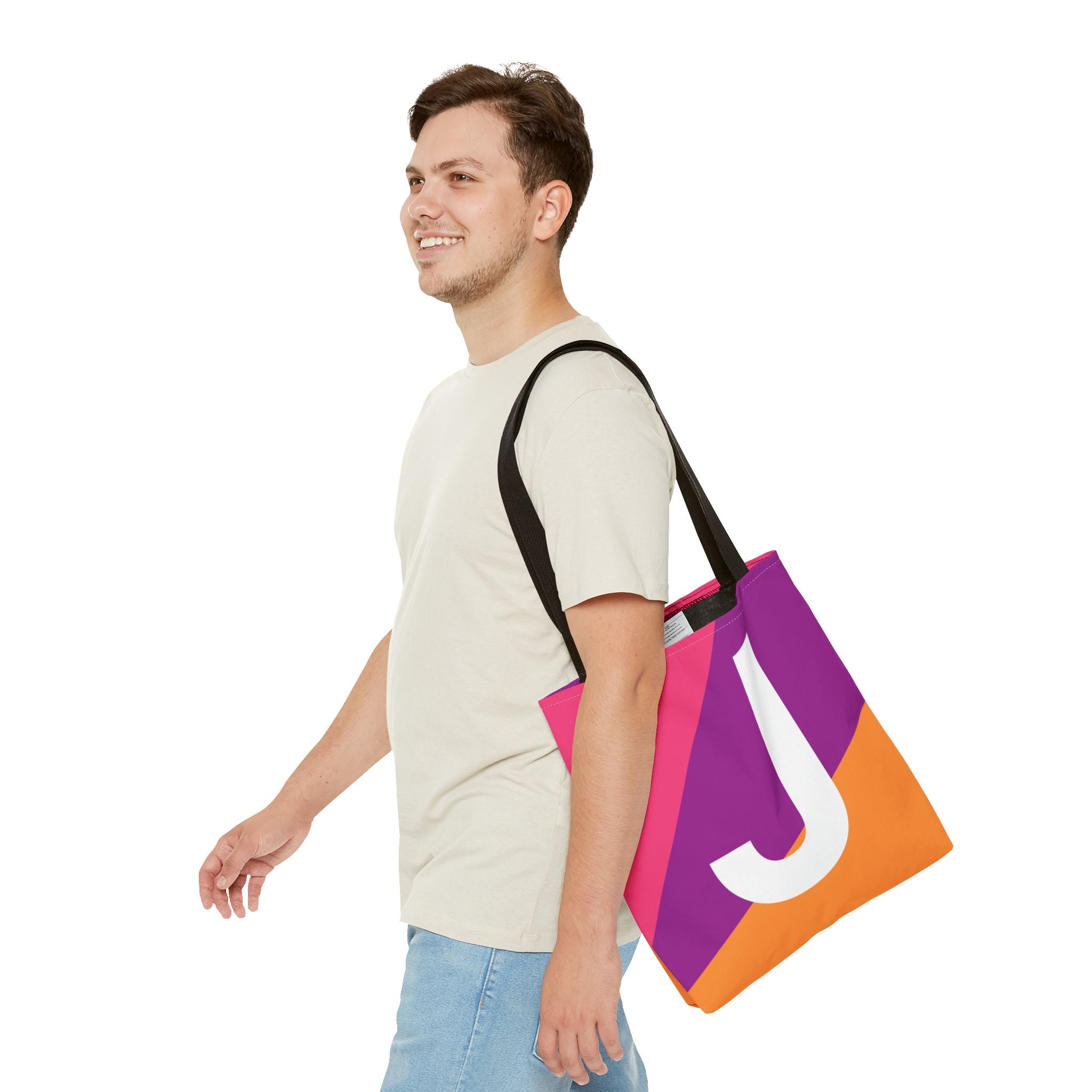Monogram 'J' Colorblock Tote Bag — Personalized Initial J Shoulder Tote