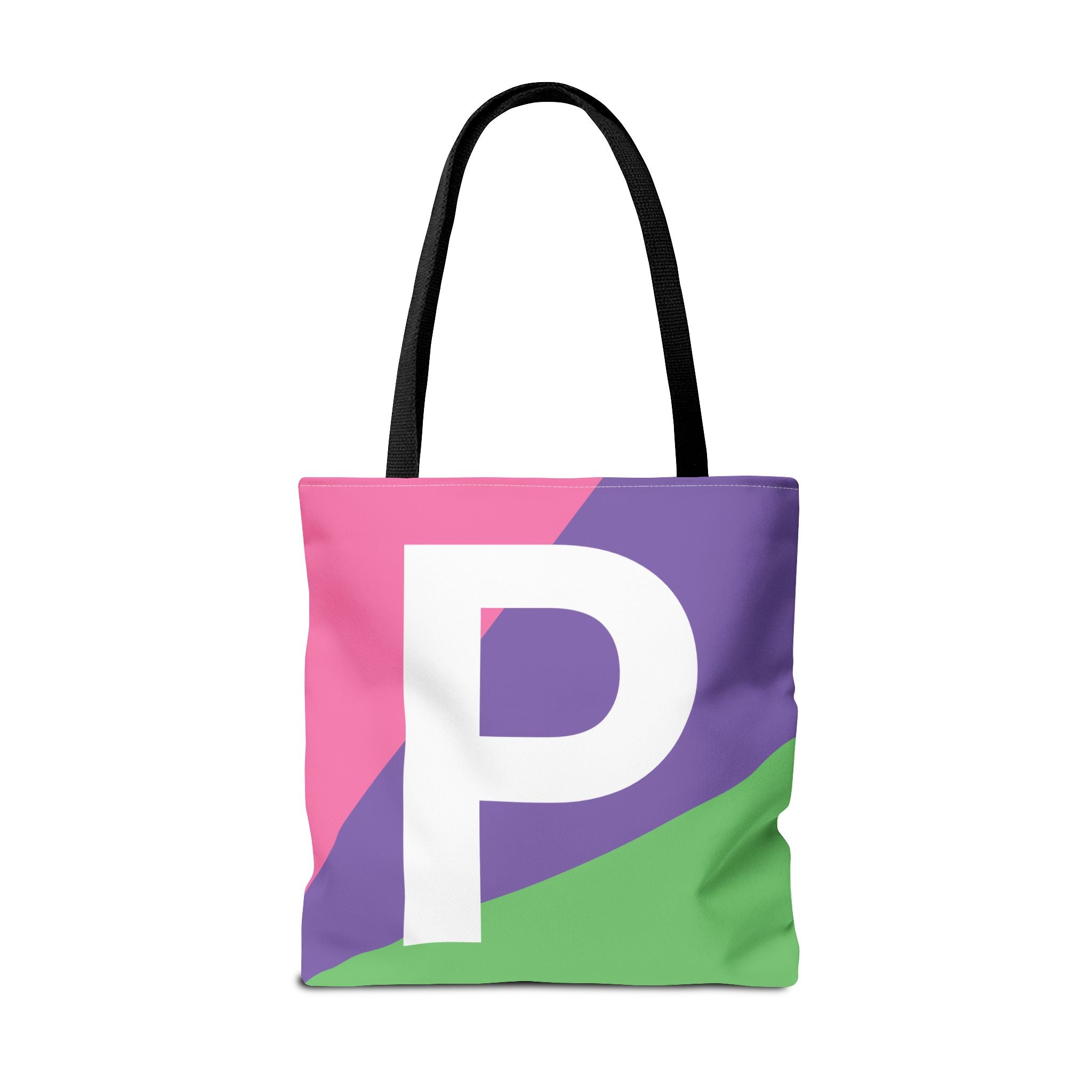 Monogram 'P' Colorblock Tote Bag — Personalized Initial P Shoulder Tote