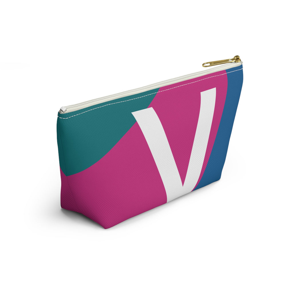 Initials Colorblock Accessory Pouch — Monogram V T-Bottom Cosmetic Bag