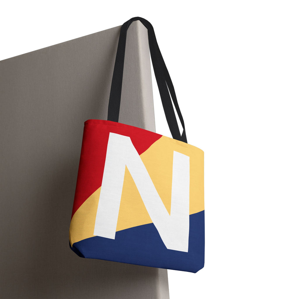 Monogram 'N' Colorblock Tote Bag — Personalized Initial N Shoulder Tote