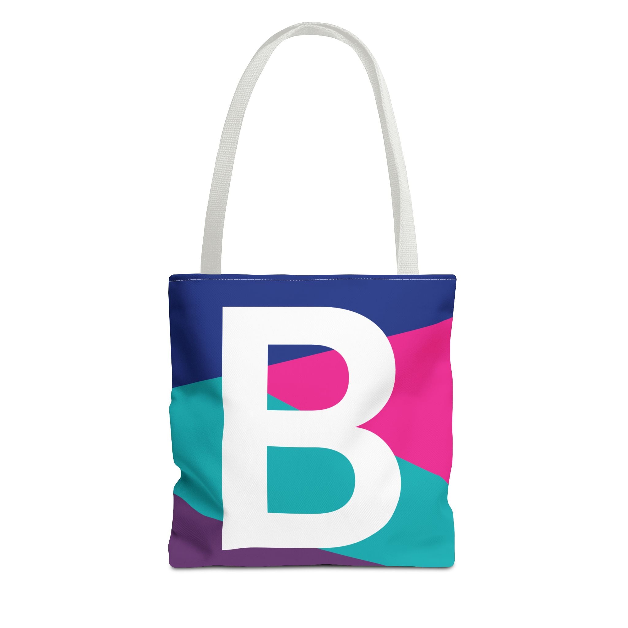 Monogram 'B' Colorblock Tote Bag — Personalized Initial B Shoulder Tote