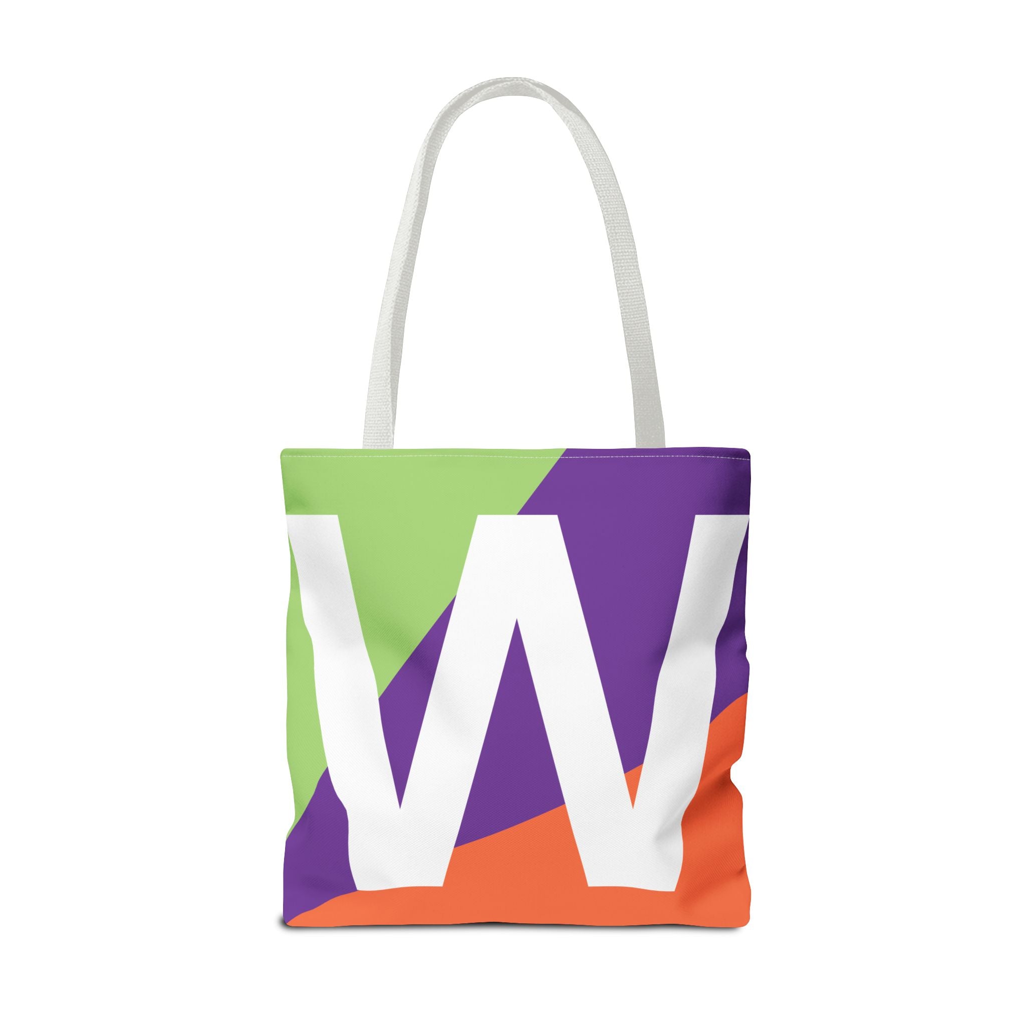 Monogram 'W' Colorblock Tote Bag — Personalized Initial W Shoulder Tote