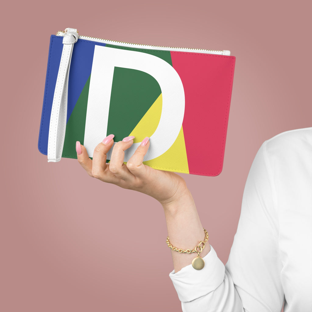Monogram 'D' Colorblock Clutch Bag — Bold Geometric Wristlet for Everyday & Gifts