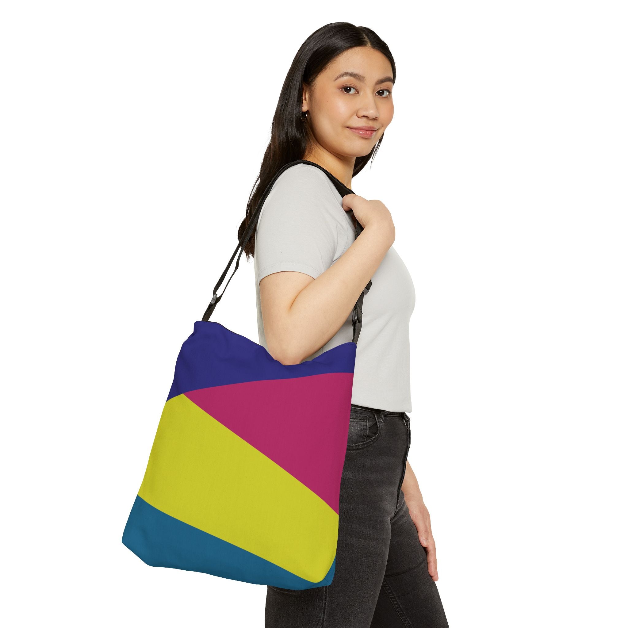 Colorblock Geometric Tote Bag — Adjustable Strap, Bright Abstract Pattern