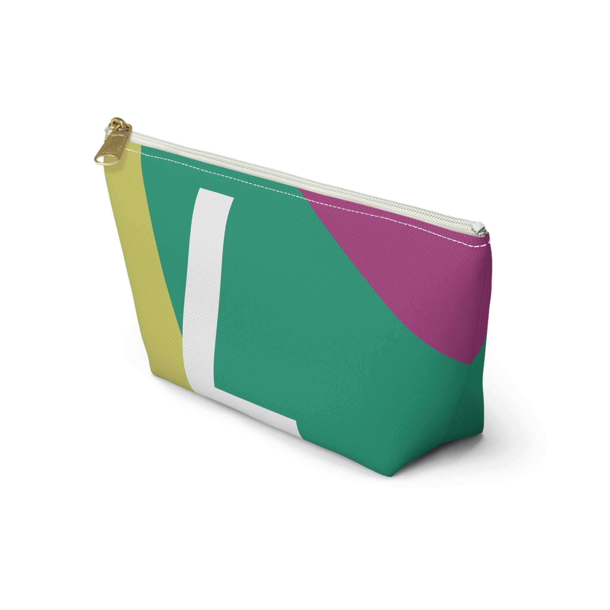 Initials Colorblock Accessory Pouch — Monogram L T-Bottom Cosmetic Bag