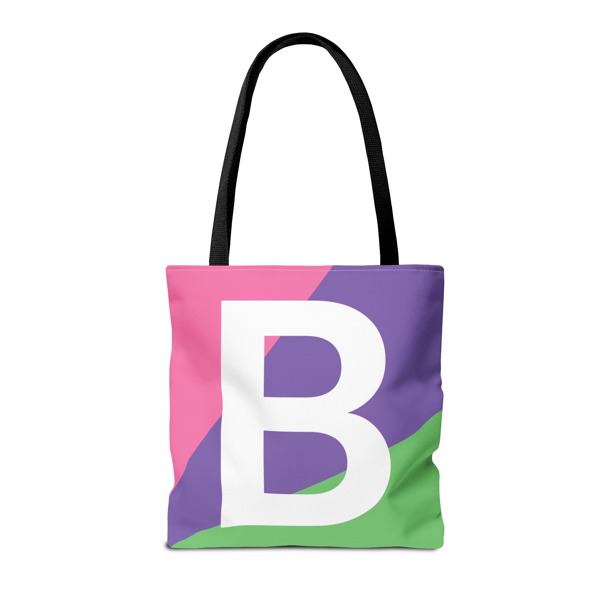 Monogram 'B' Colorblock Tote Bag — Personalized Initial B Shoulder Tote