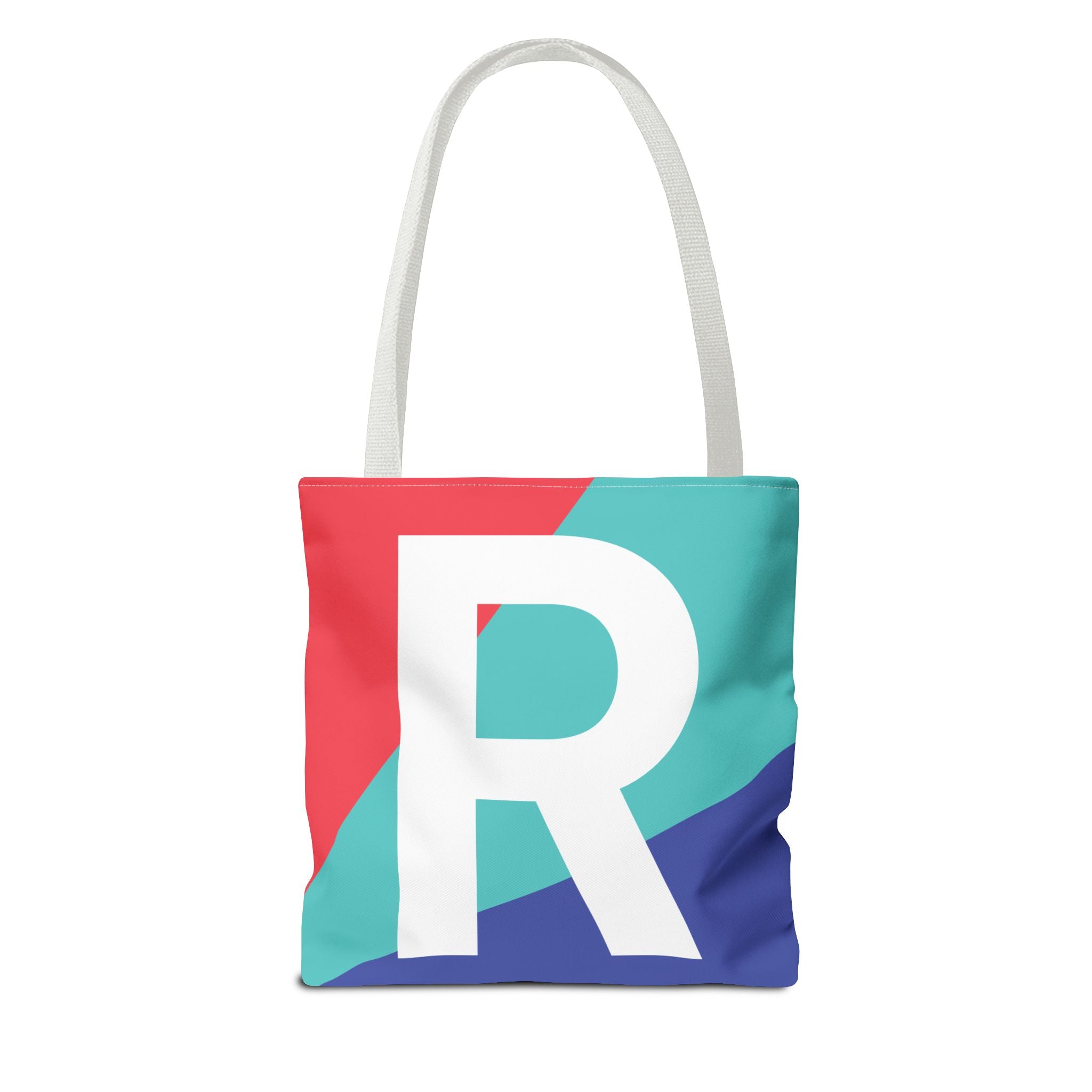 Monogram 'R' Colorblock Tote Bag — Personalized Initial R Shoulder Tote