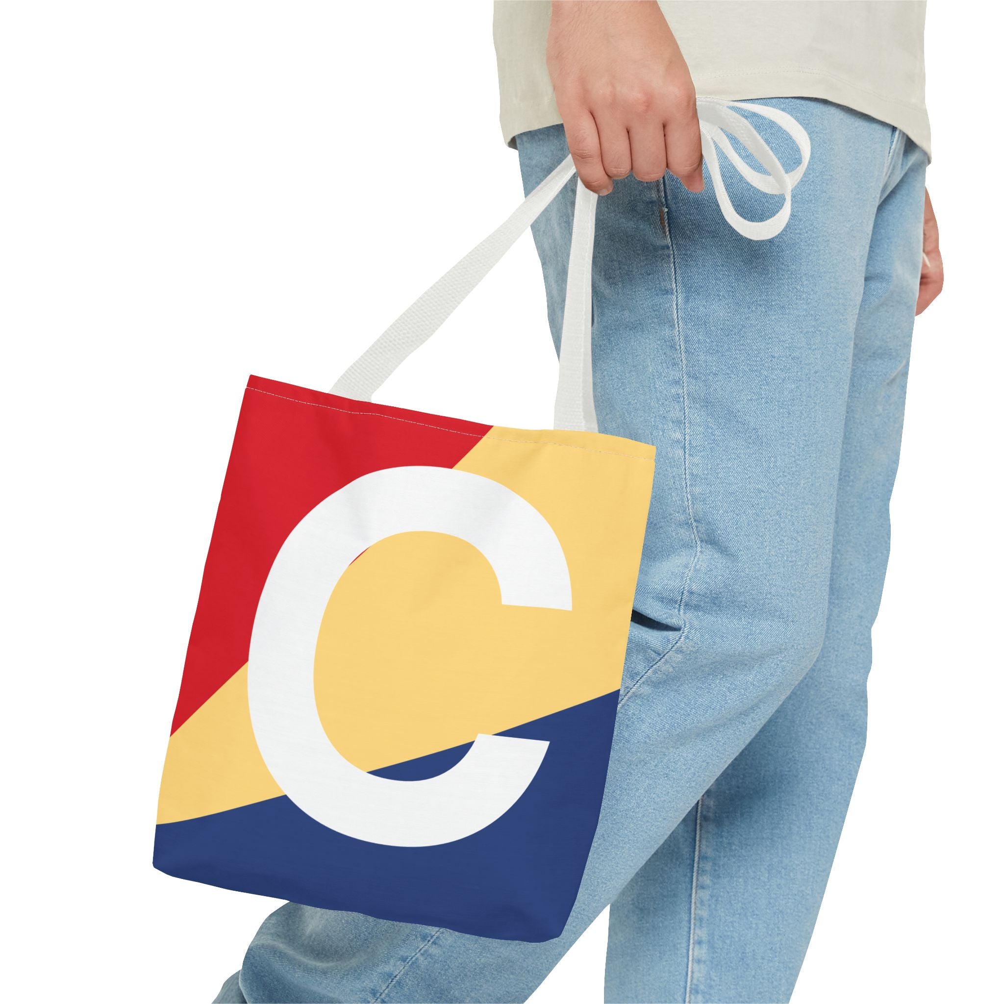 Monogram 'C' Colorblock Tote Bag — Personalized Initial C Shoulder Tote