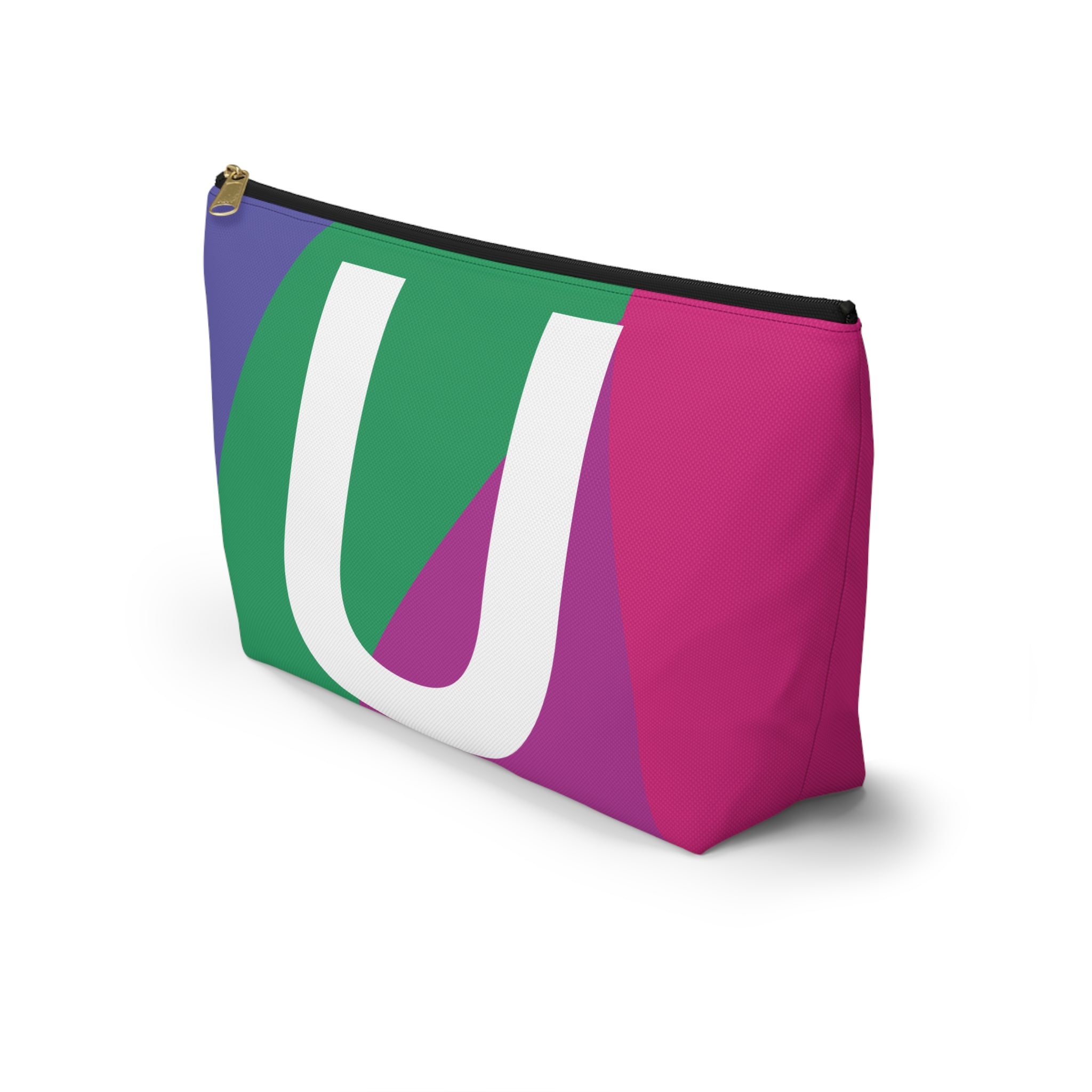 Initials Colorblock Accessory Pouch — Monogram U T-Bottom Cosmetic Bag