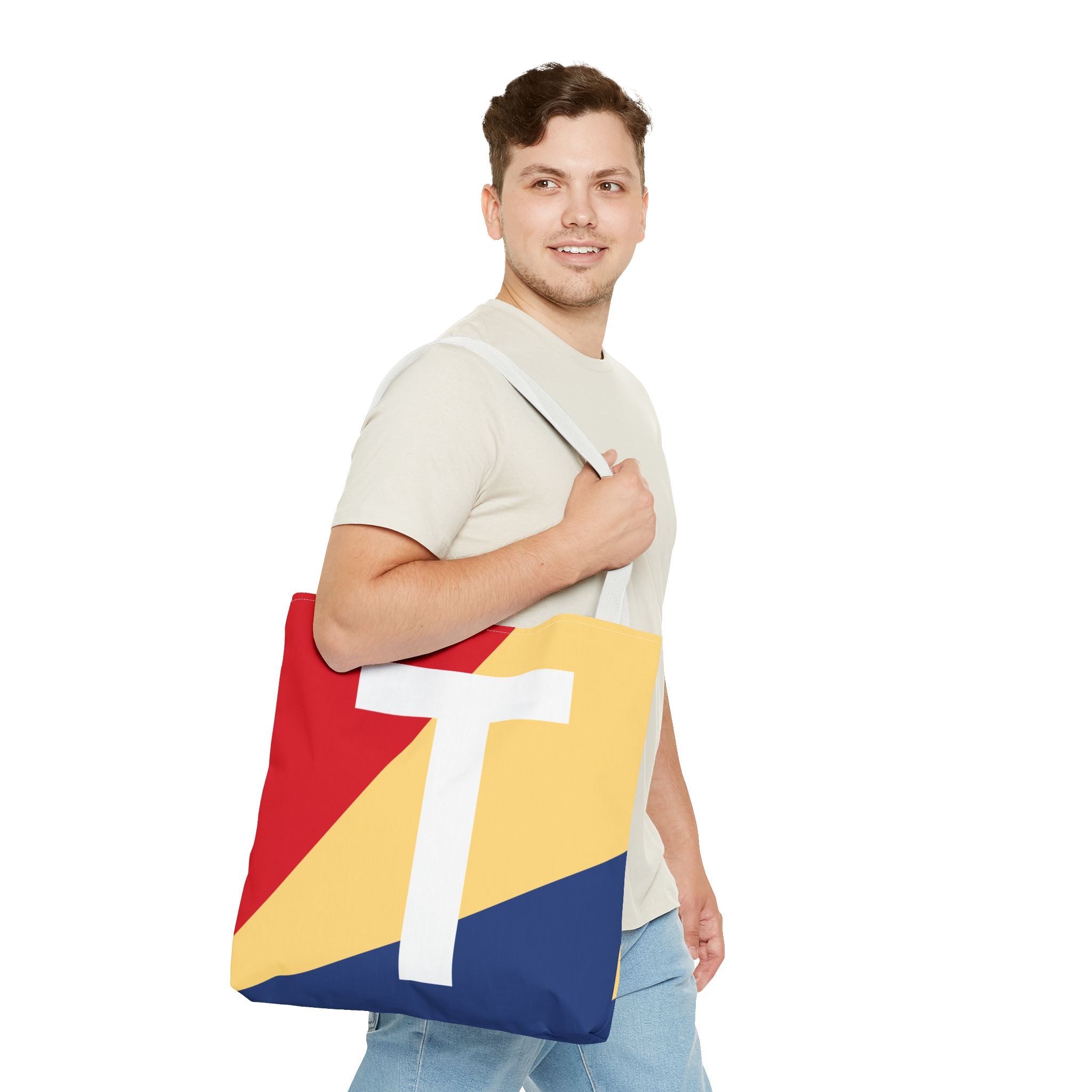 Monogram 'T' Colorblock Tote Bag — Personalized Initial T Shoulder Tote