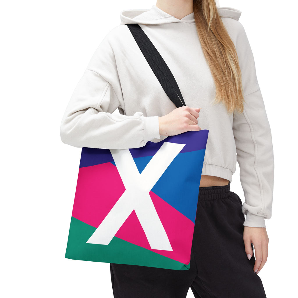 Monogram 'X' Colorblock Tote Bag — Personalized Initial X Shoulder Tote