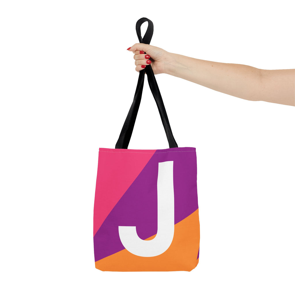 Monogram 'J' Colorblock Tote Bag — Personalized Initial J Shoulder Tote