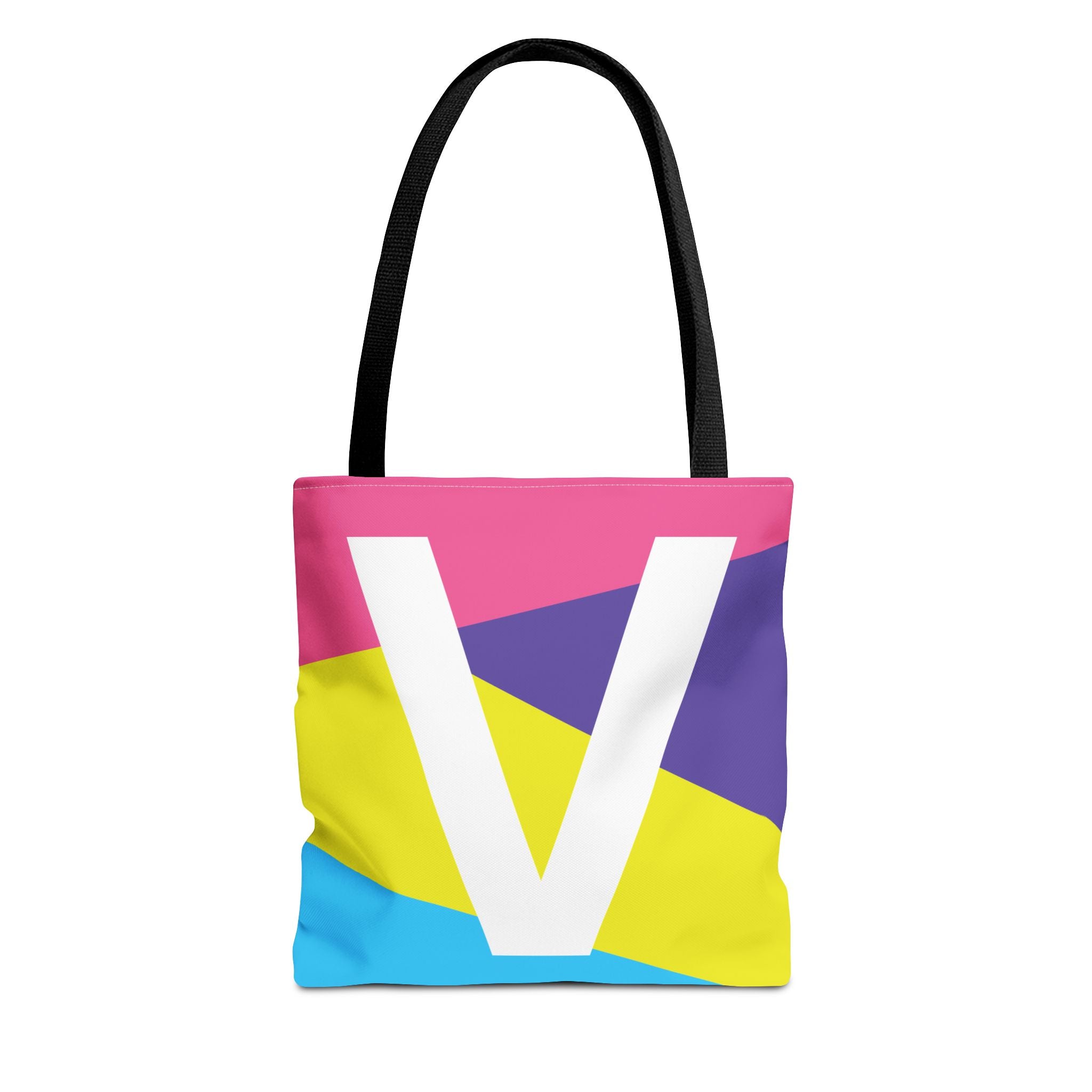Monogram 'V' Colorblock Tote Bag — Personalized Initial V Shoulder Tote