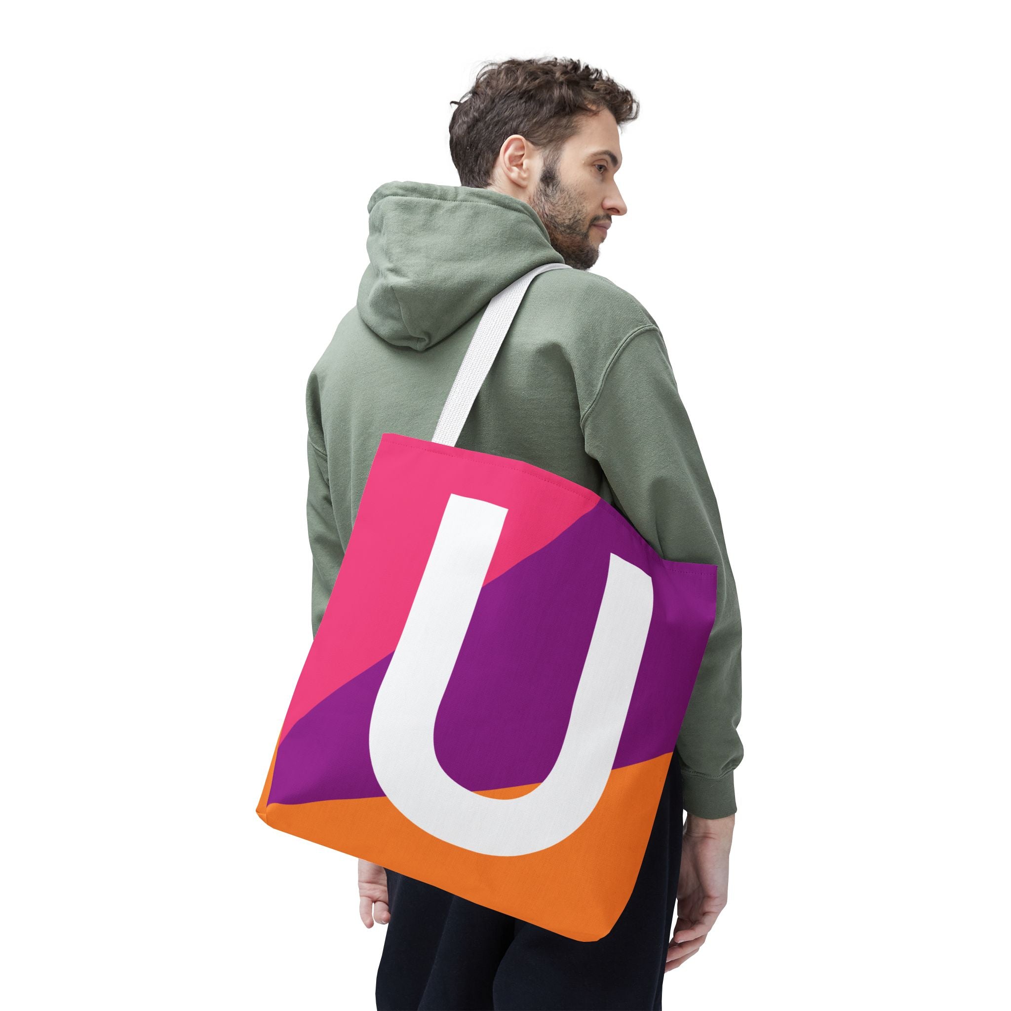 Monogram 'U' Colorblock Tote Bag — Personalized Initial U Shoulder Tote