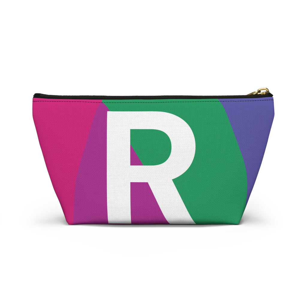 Initials Colorblock Accessory Pouch — Monogram R T-Bottom Cosmetic Bag