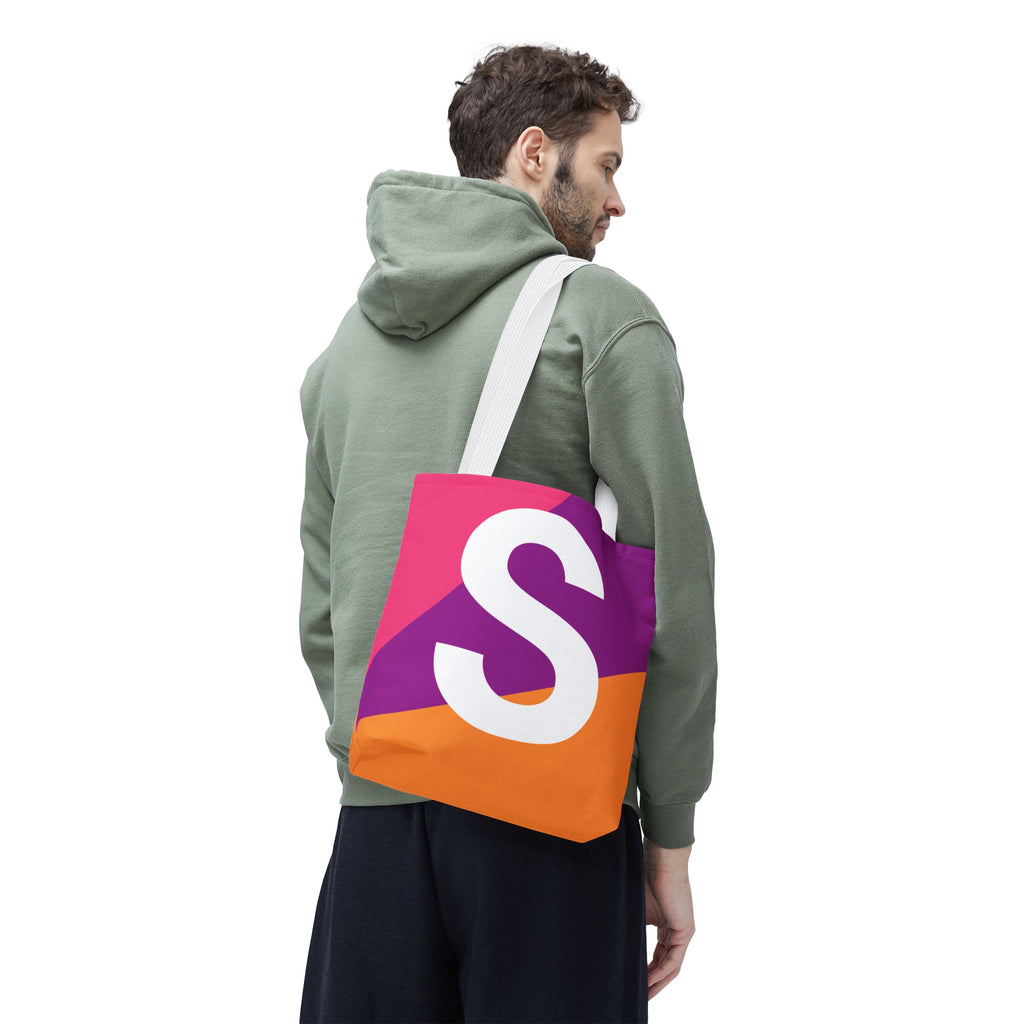 Monogram 'S' Colorblock Tote Bag — Personalized Initial S Shoulder Tote
