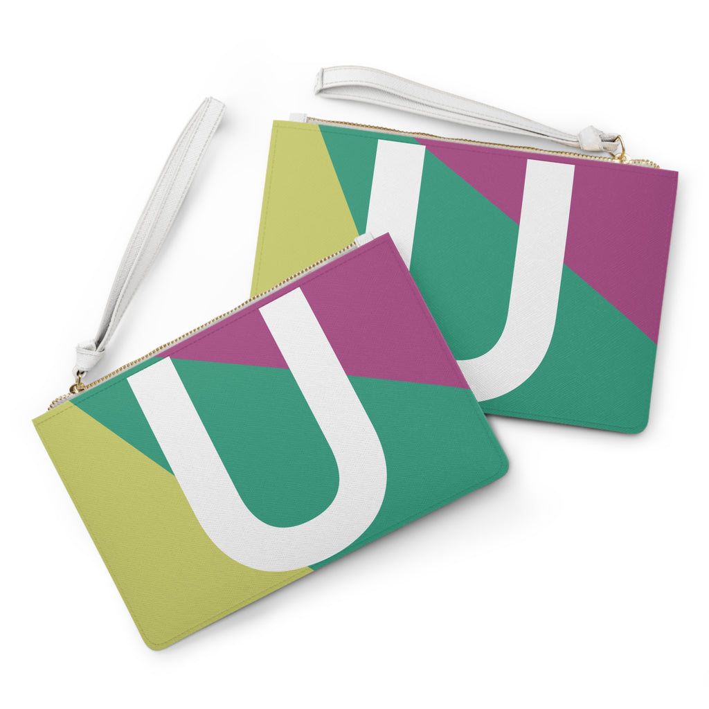 Monogram 'U' Colorblock Clutch Bag — Bold Geometric Wristlet for Everyday & Gifts
