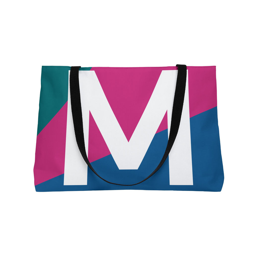 Personalized 'M' Colorblock Tote Bag — Monogram Weekender Tote