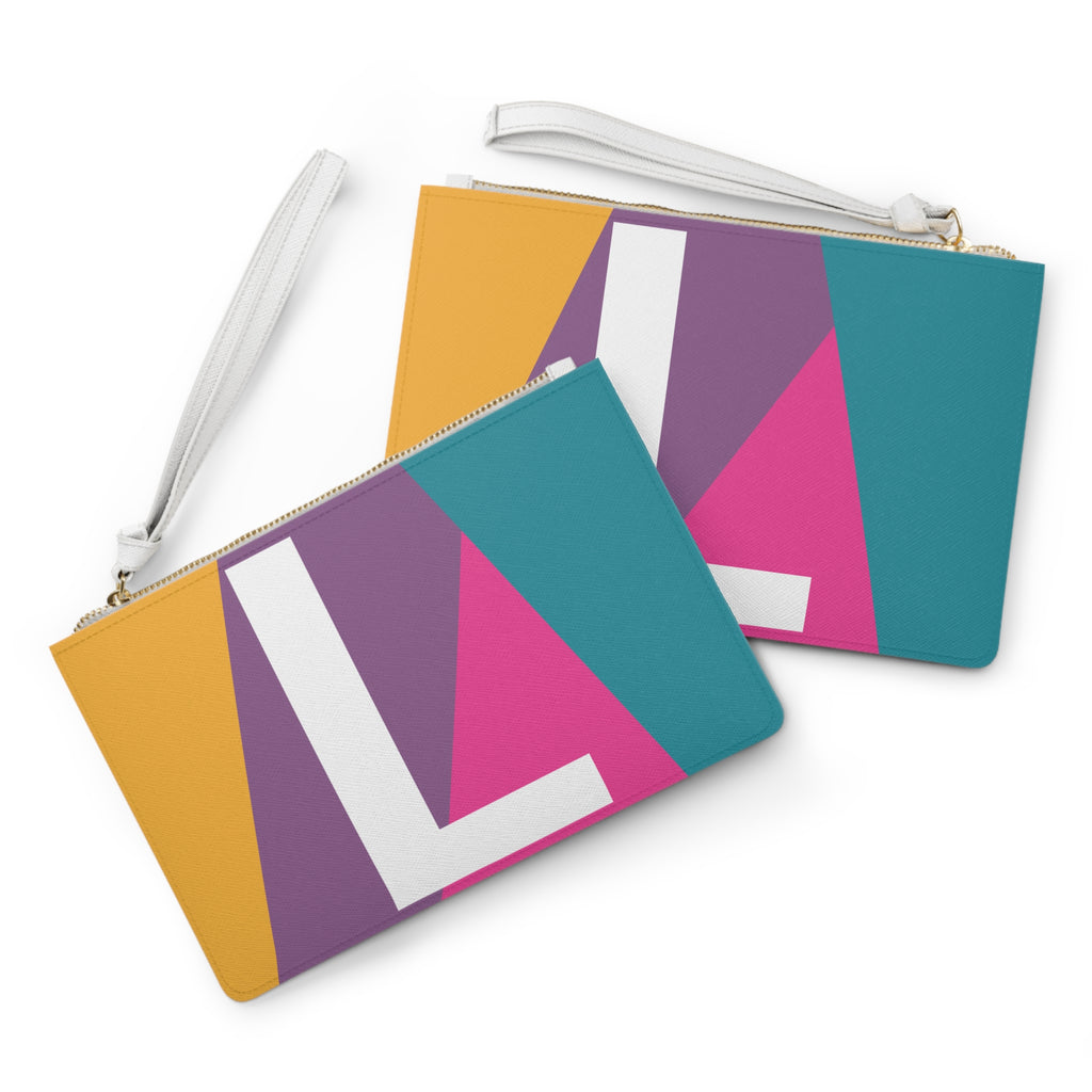 Monogram 'L' Colorblock Clutch Bag — Bold Geometric Wristlet for Everyday & Gifts