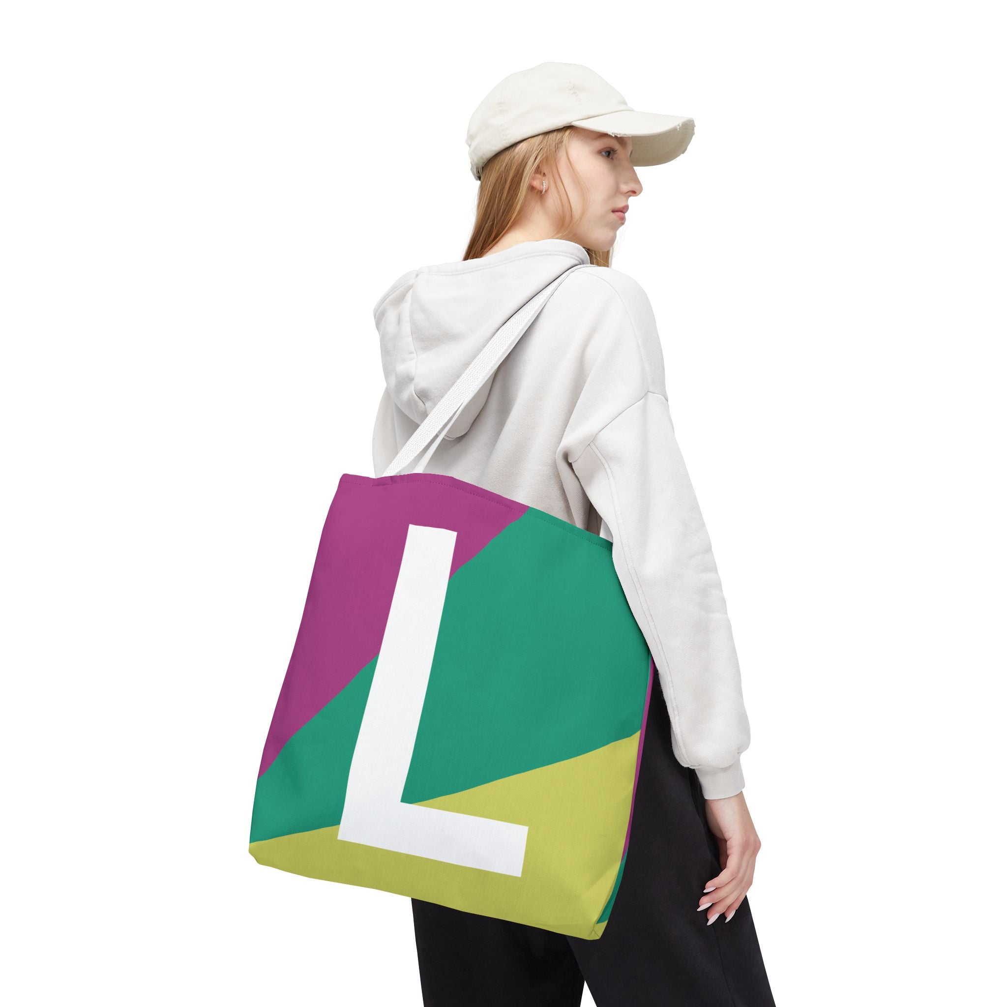Monogram 'L' Colorblock Tote Bag — Personalized Initial L Shoulder Tote