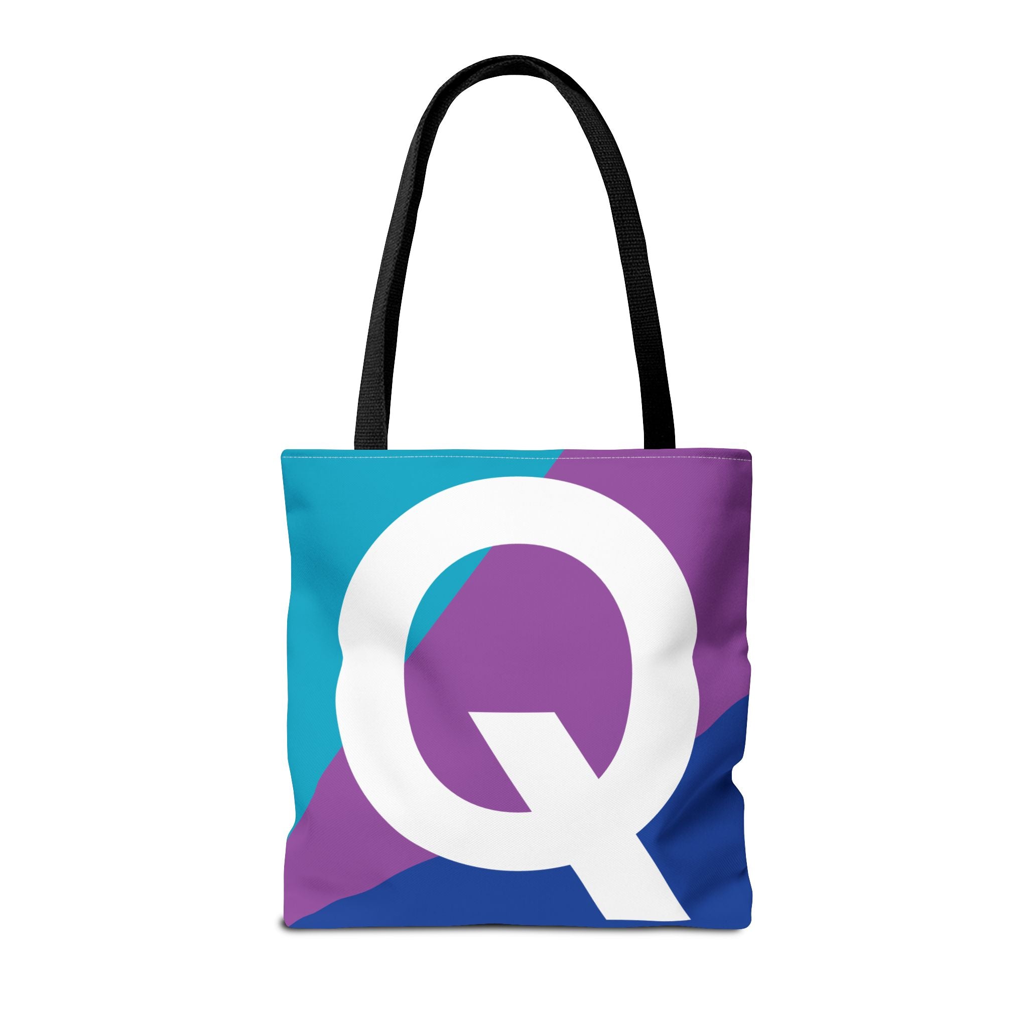 Monogram 'Q' Colorblock Tote Bag — Personalized Initial Q Shoulder Tote
