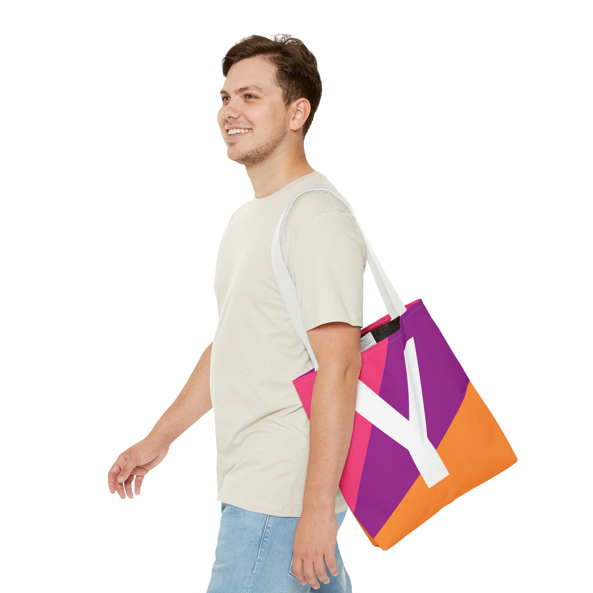 Monogram 'Y' Colorblock Tote Bag — Personalized Initial Y Shoulder Tote
