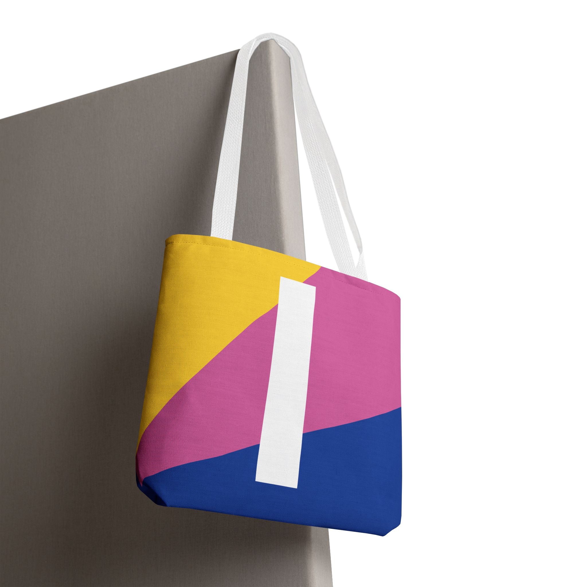 Monogram 'I' Colorblock Tote Bag — Personalized Initial I Shoulder Tote