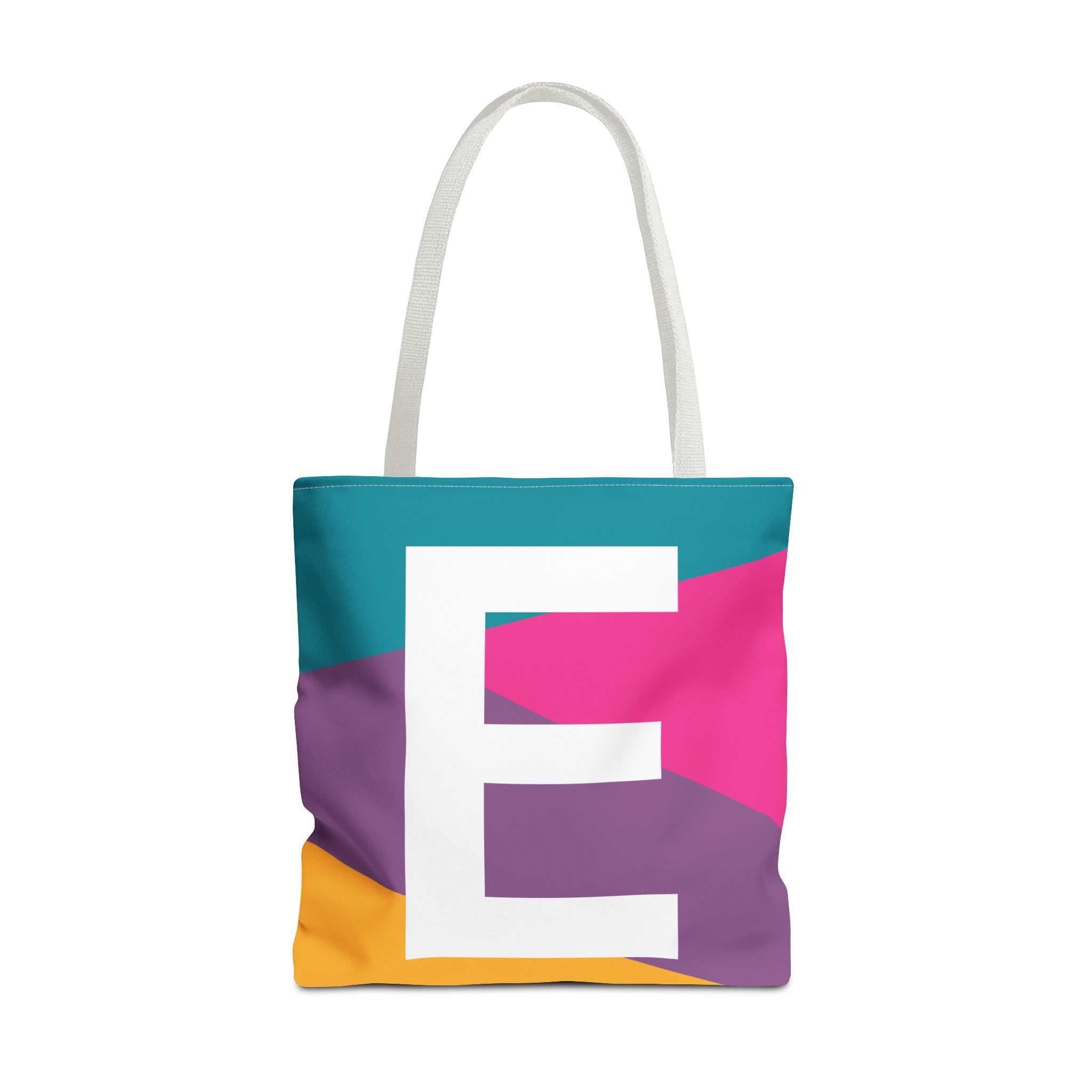 Monogram 'E' Colorblock Tote Bag — Personalized Initial E Shoulder Tote