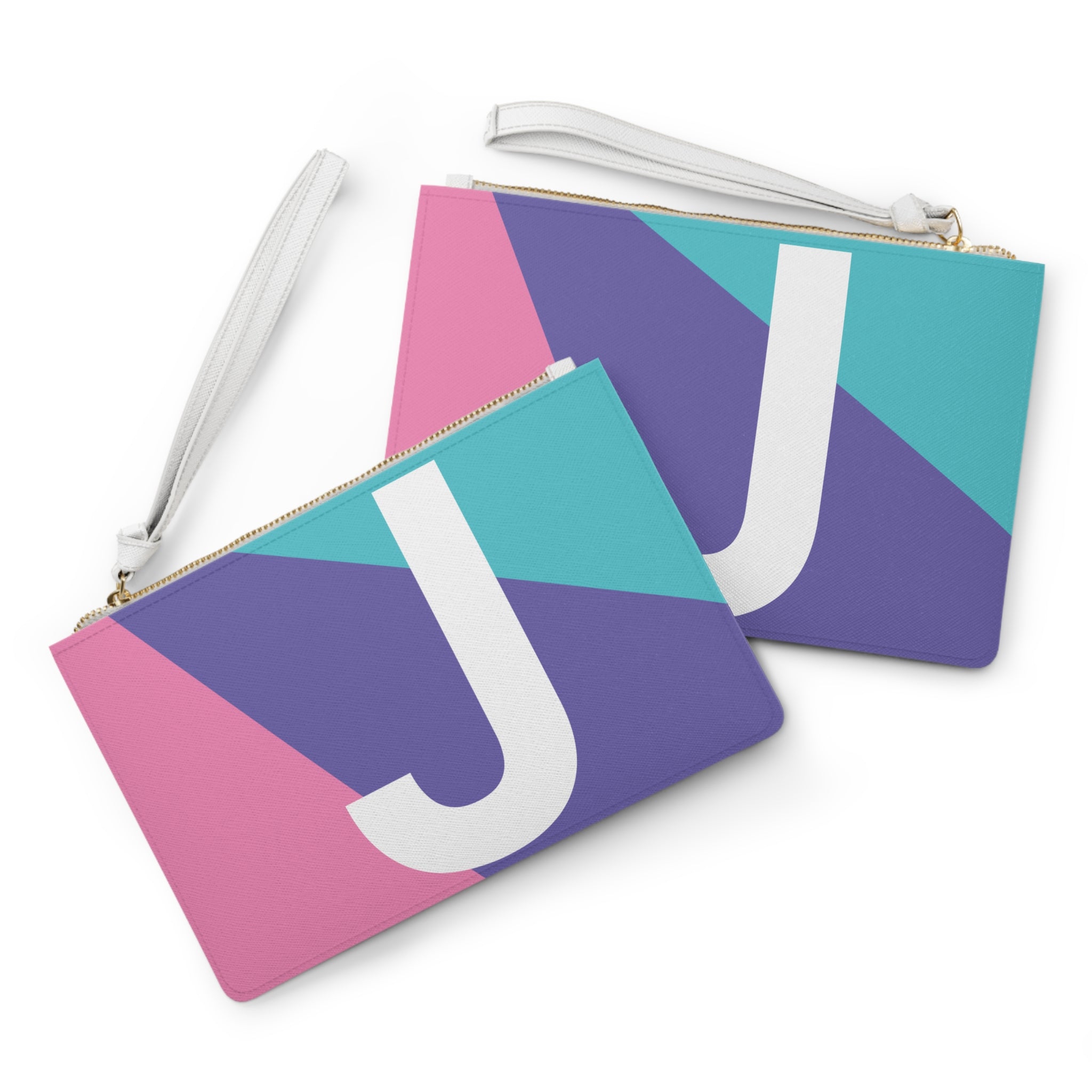 Monogram 'J' Colorblock Clutch Bag — Bold Geometric Wristlet for Everyday & Gifts