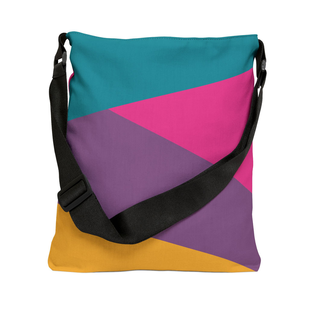 Colorblock Geometric Tote Bag — Adjustable Strap, Bright Abstract Pattern